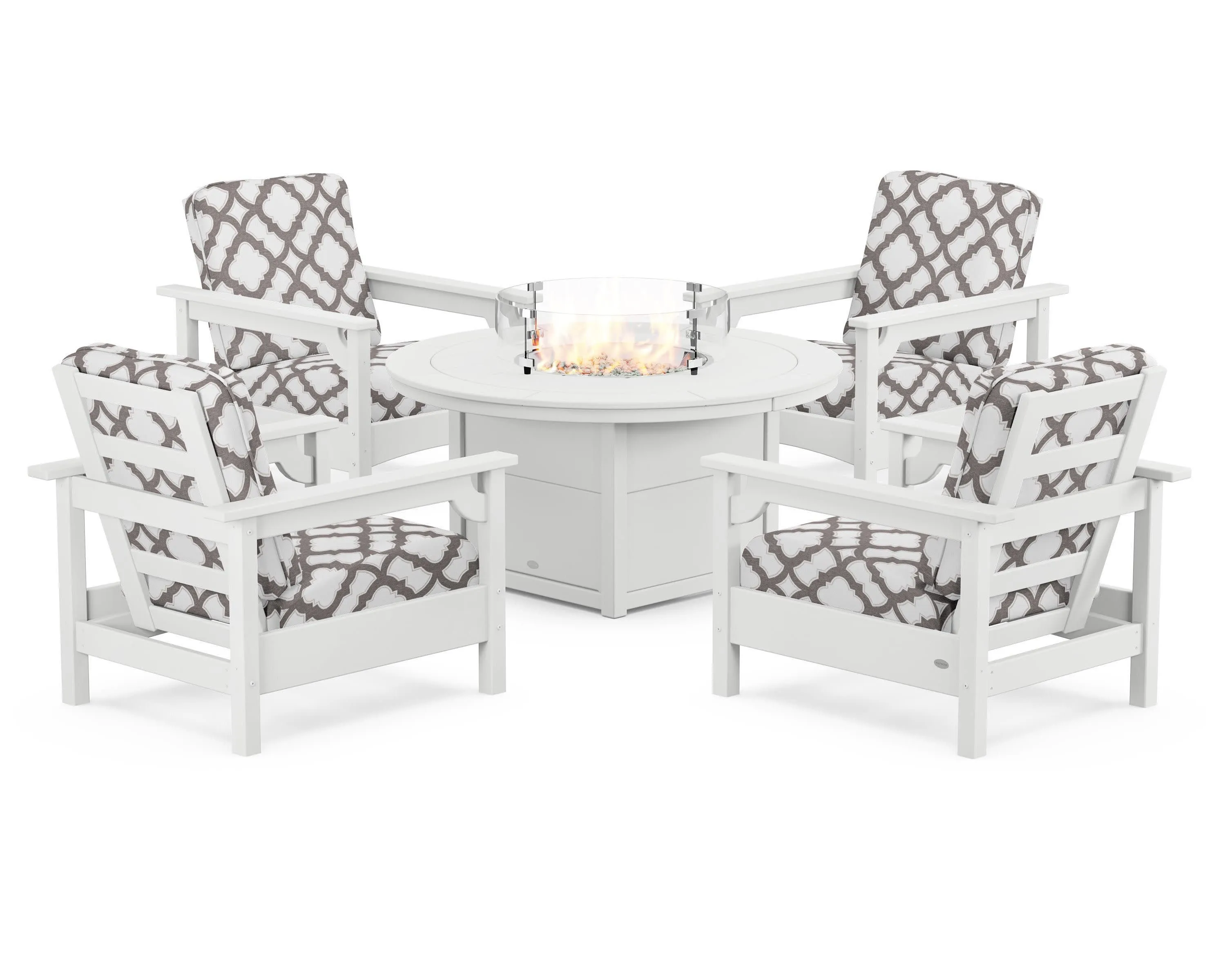 Club 5-Piece Conversation Set with Fire Pit Table