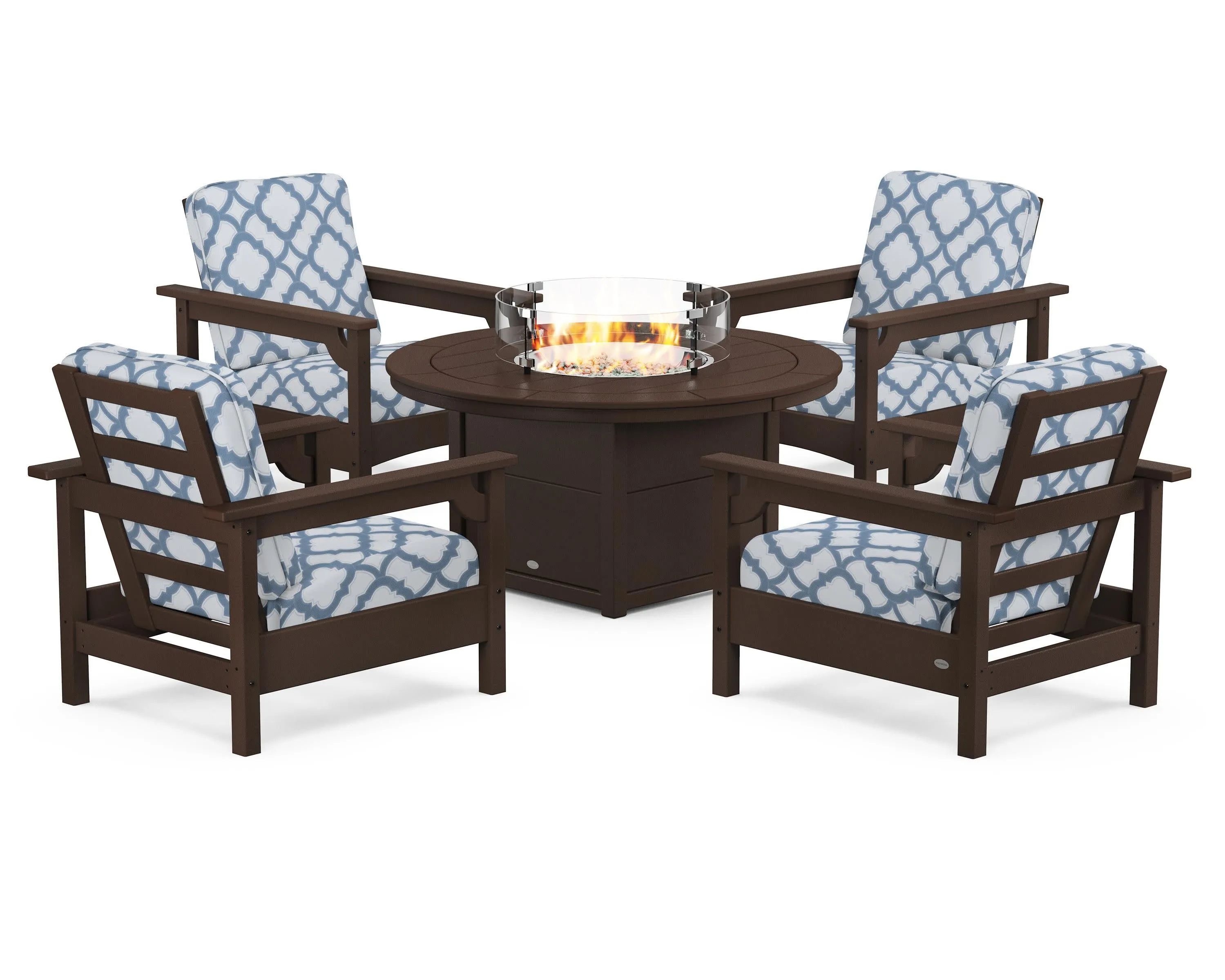 Club 5-Piece Conversation Set with Fire Pit Table