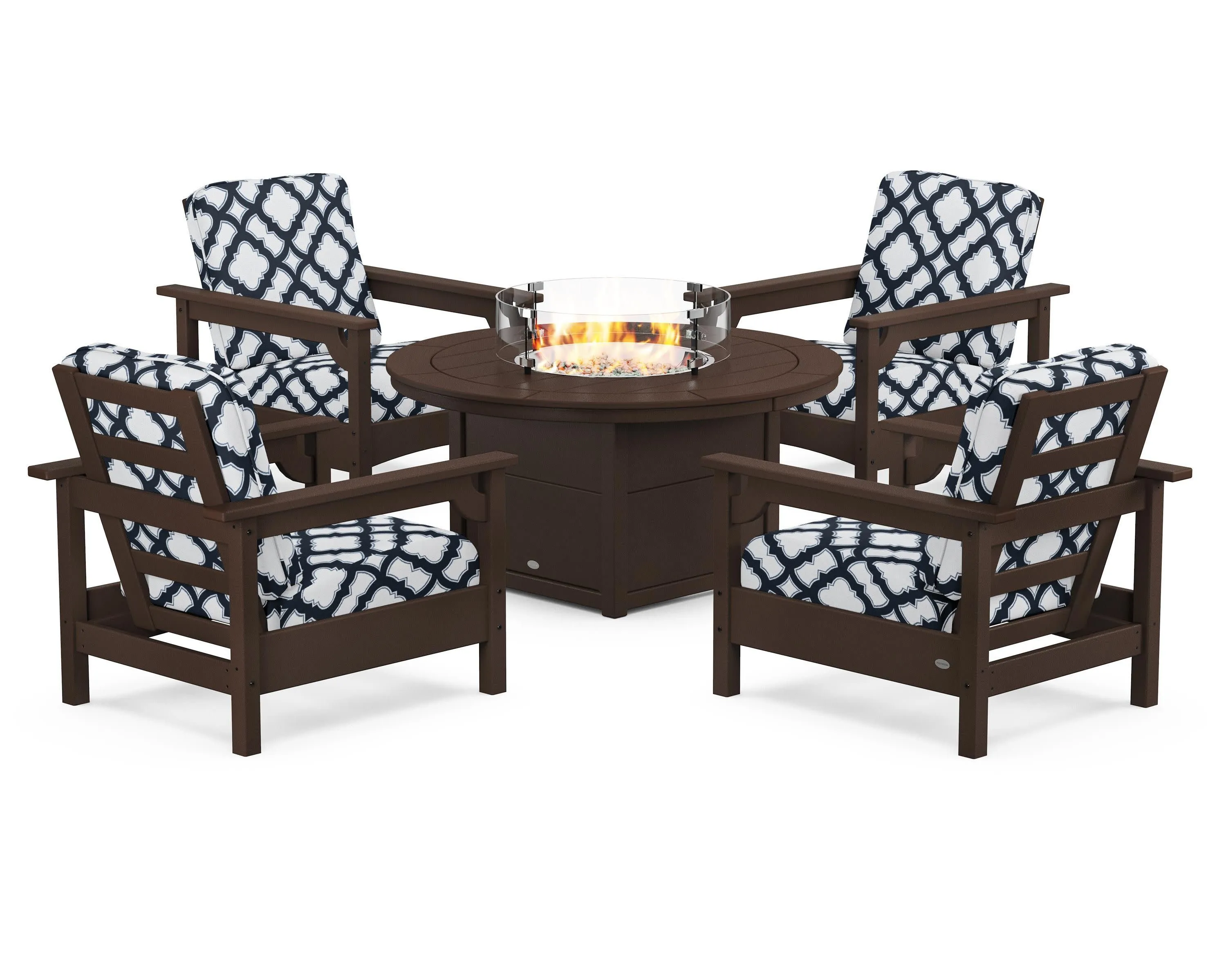 Club 5-Piece Conversation Set with Fire Pit Table