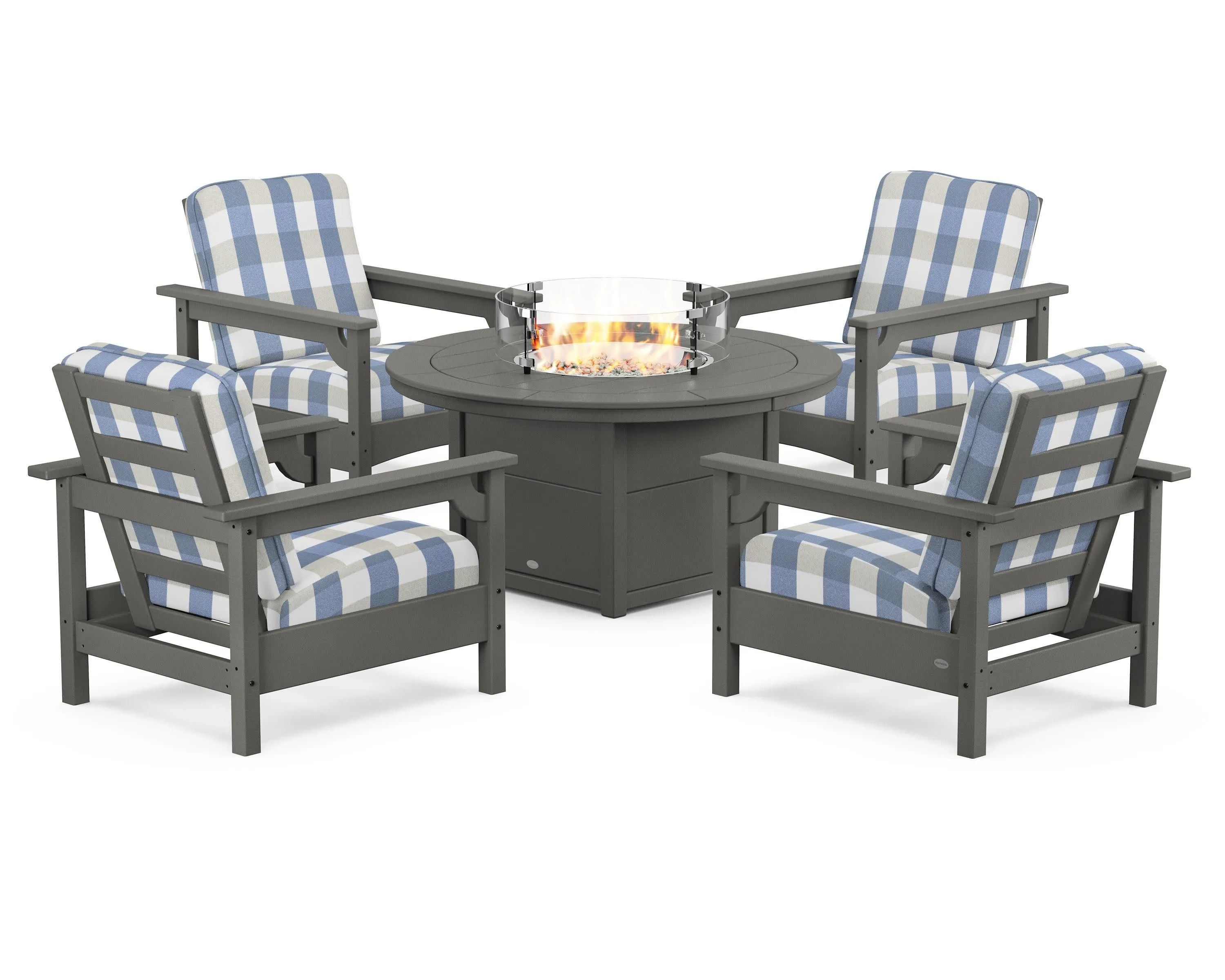 Club 5-Piece Conversation Set with Fire Pit Table