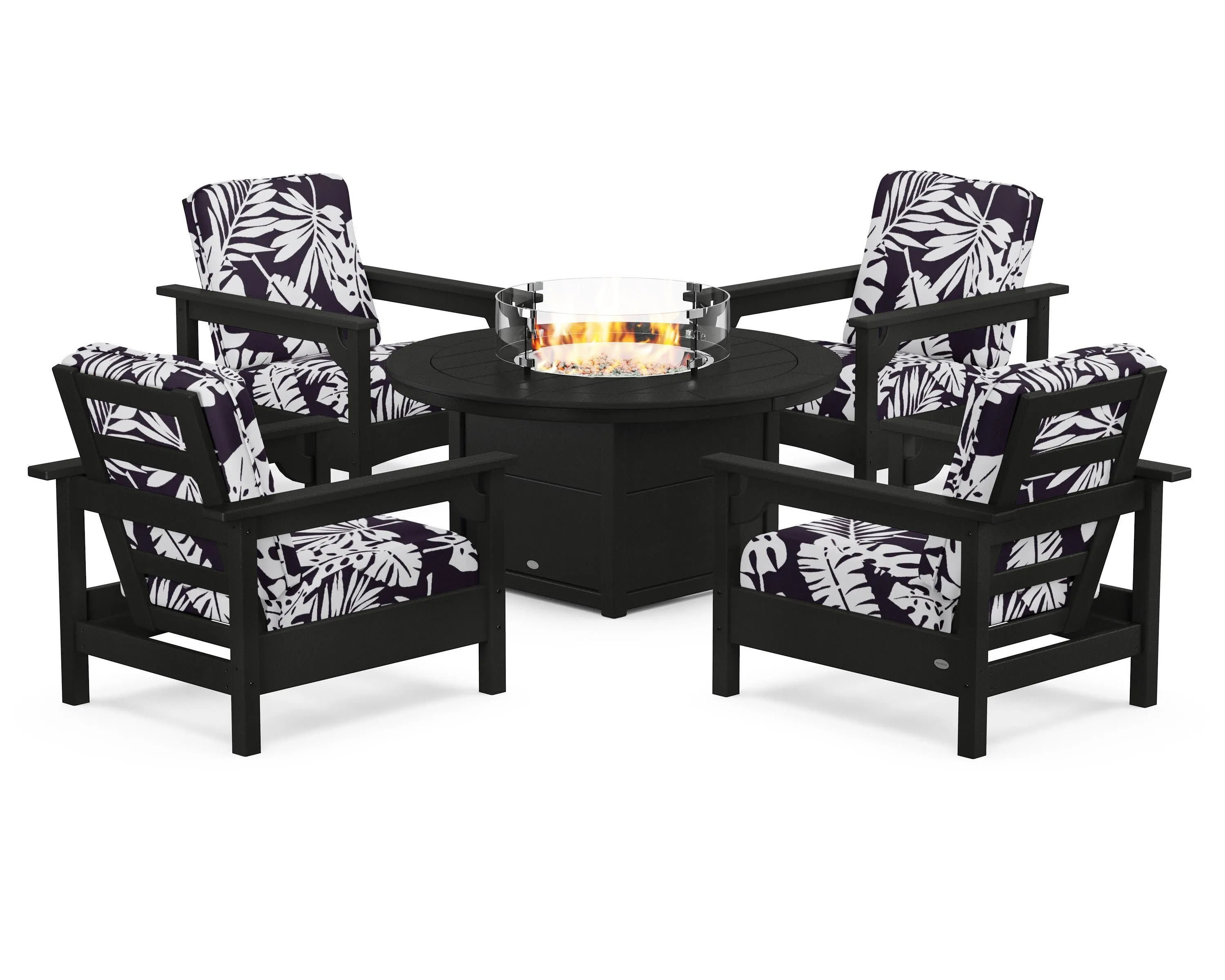 Club 5-Piece Conversation Set with Fire Pit Table