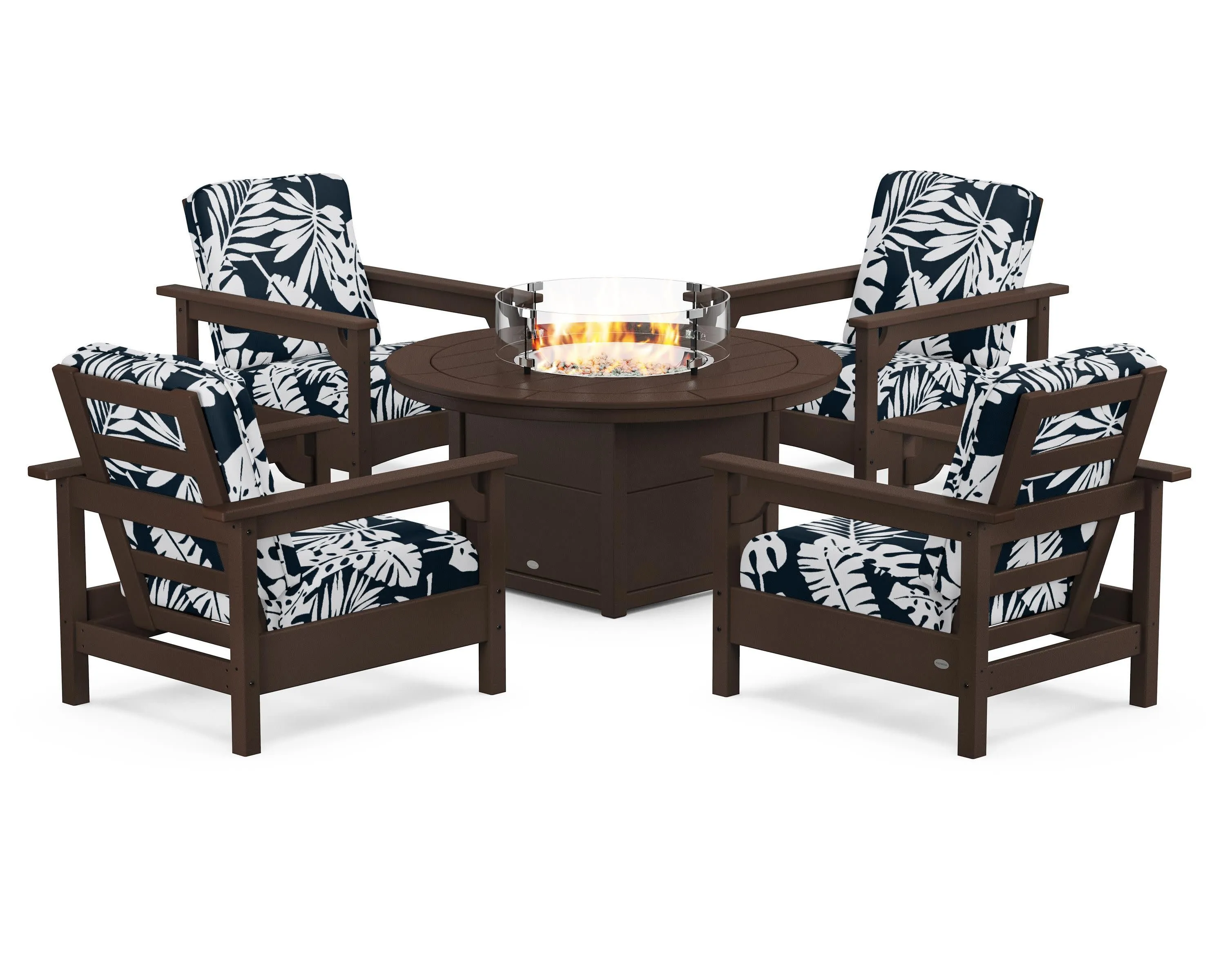 Club 5-Piece Conversation Set with Fire Pit Table