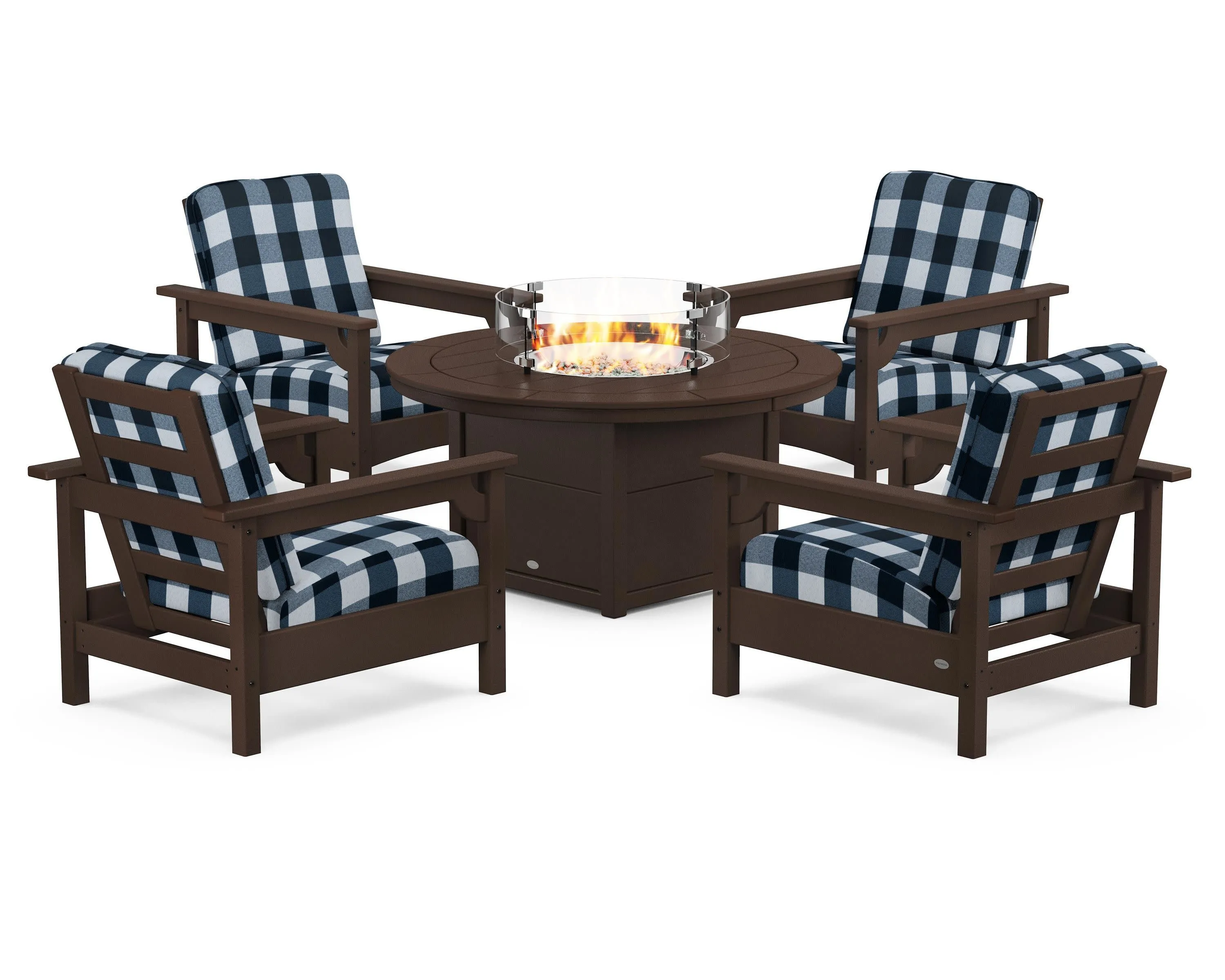 Club 5-Piece Conversation Set with Fire Pit Table
