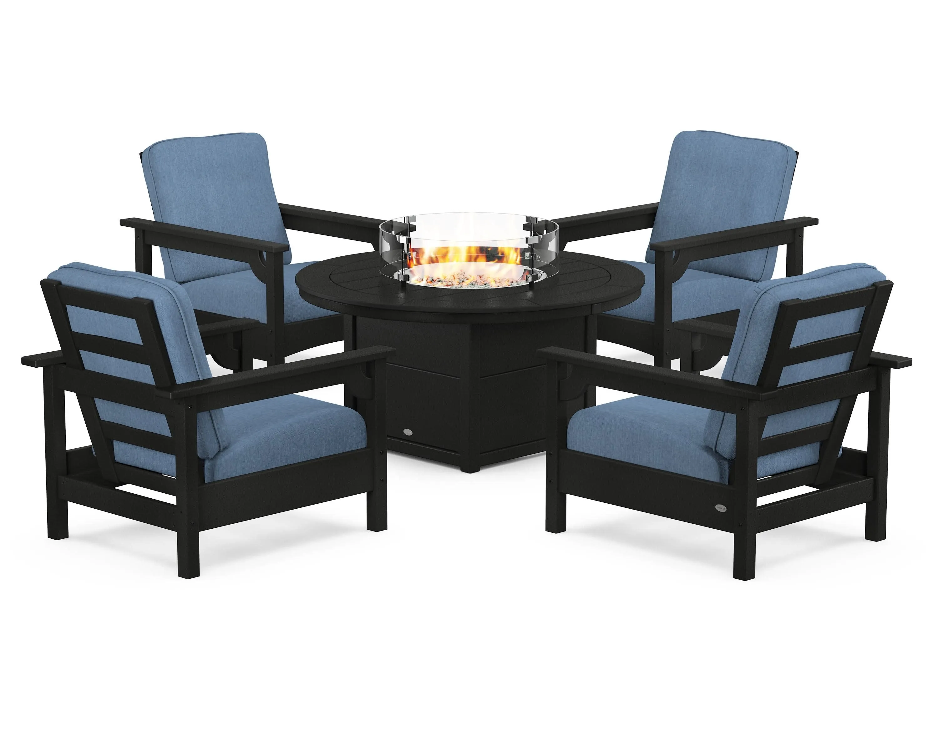 Club 5-Piece Conversation Set with Fire Pit Table
