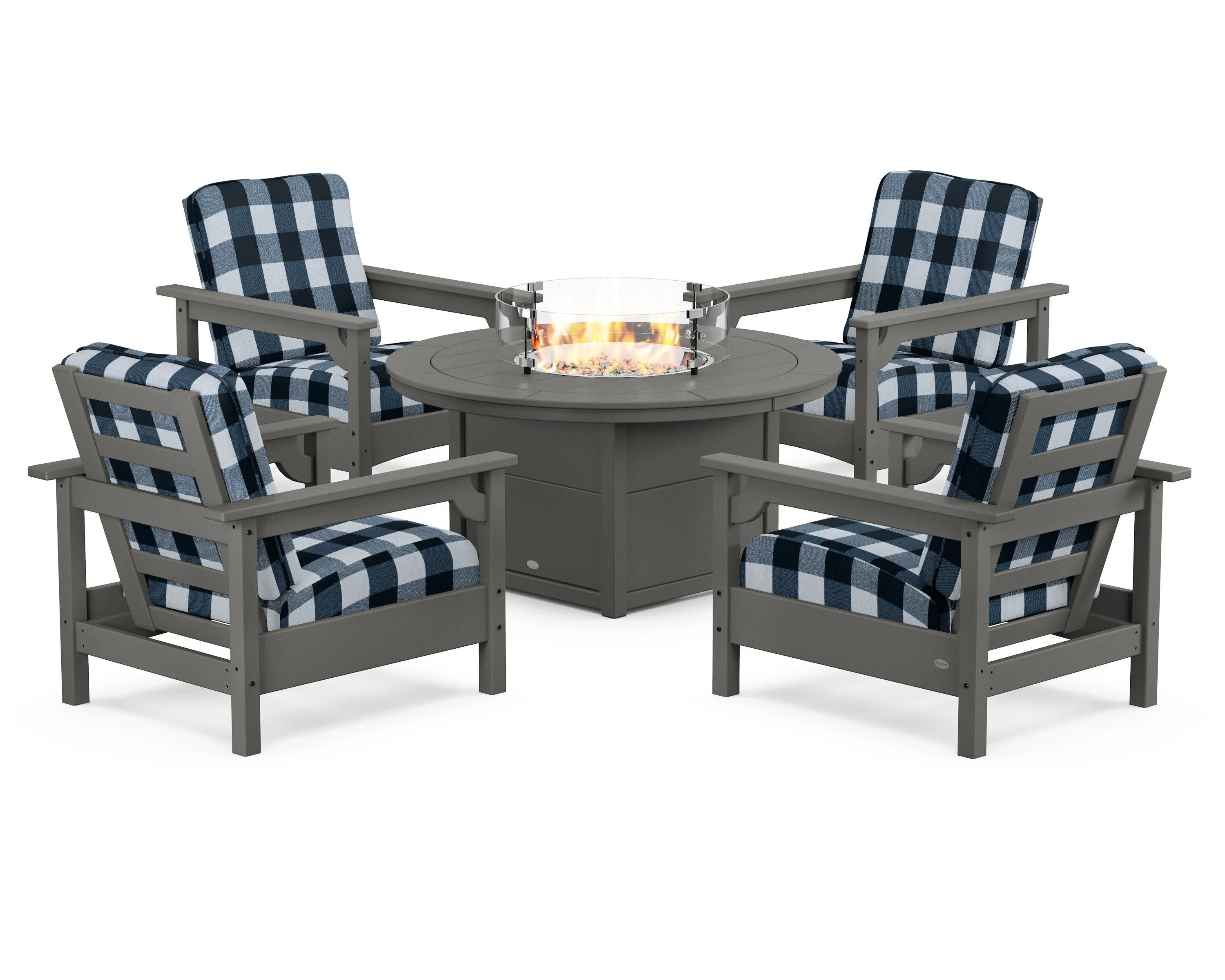 Club 5-Piece Conversation Set with Fire Pit Table