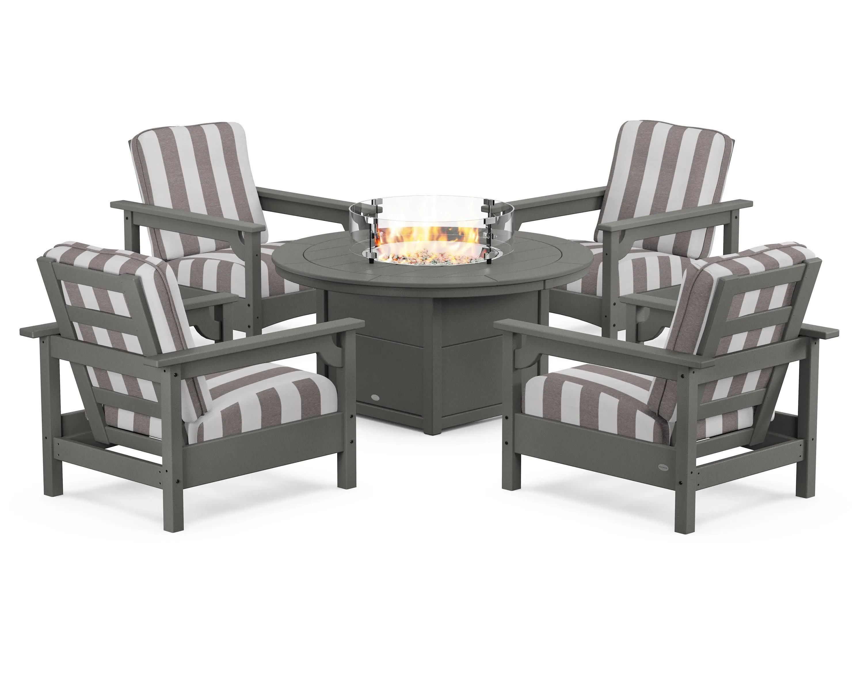 Club 5-Piece Conversation Set with Fire Pit Table