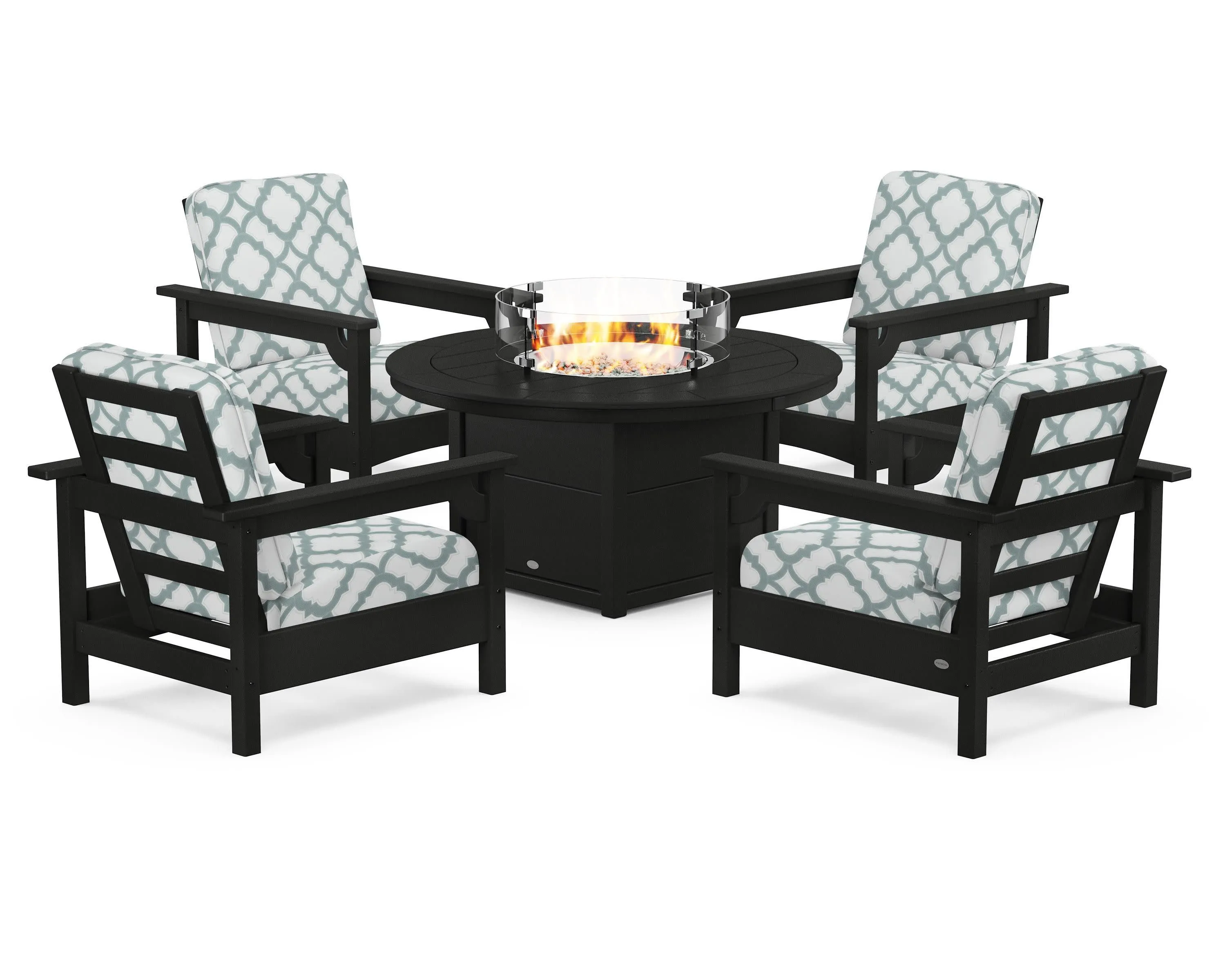 Club 5-Piece Conversation Set with Fire Pit Table