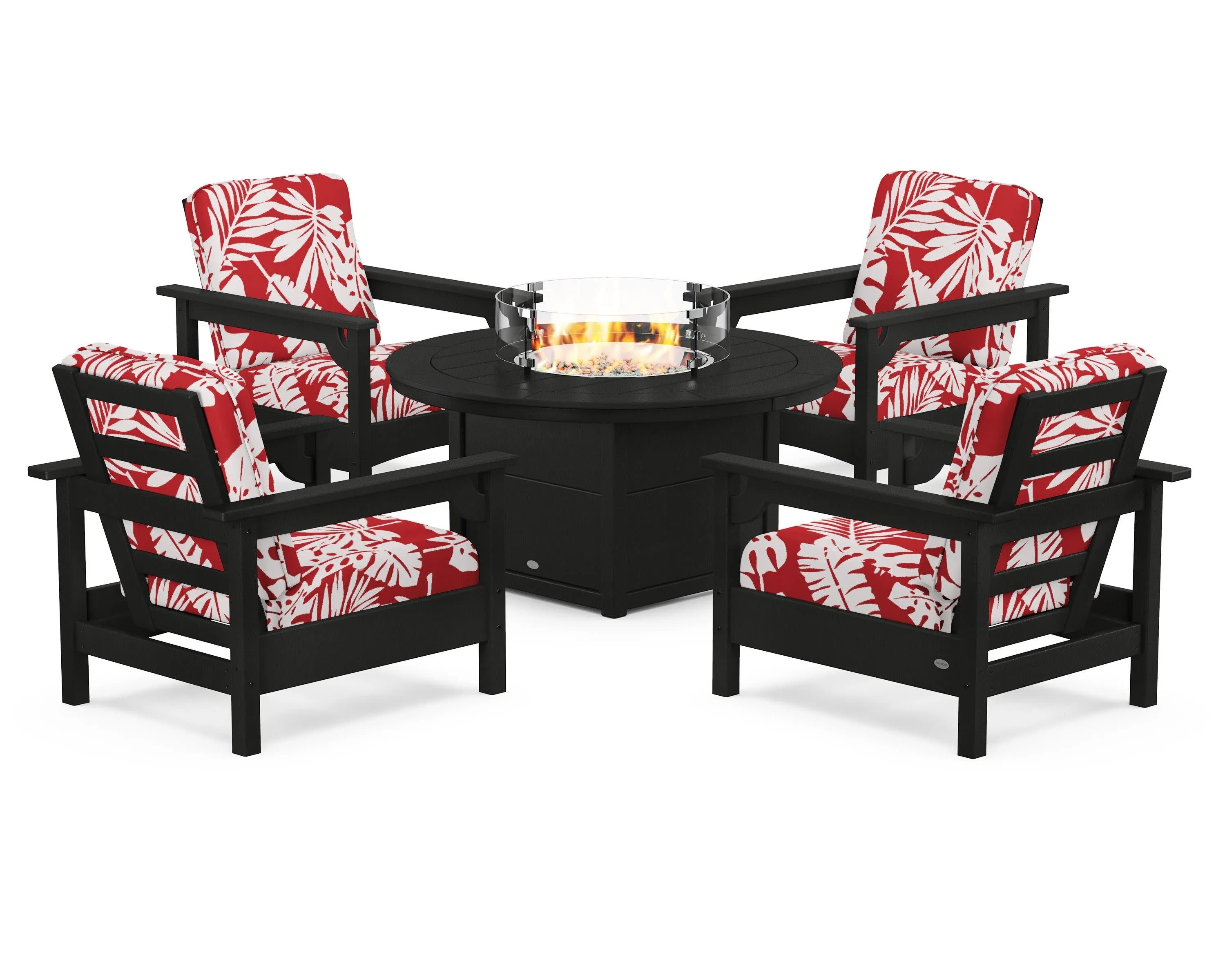 Club 5-Piece Conversation Set with Fire Pit Table