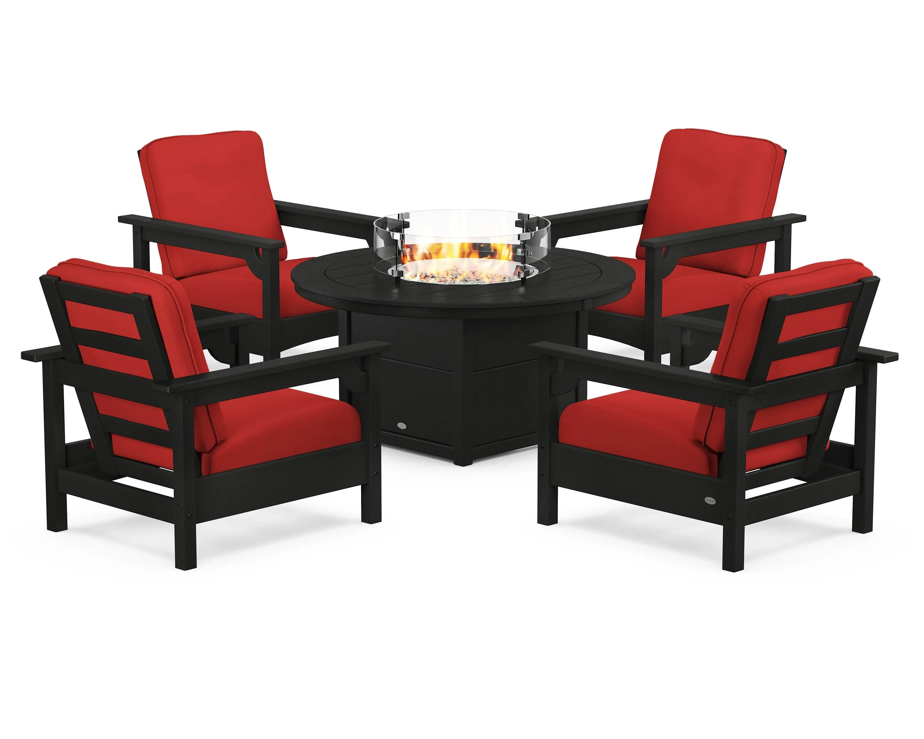 Club 5-Piece Conversation Set with Fire Pit Table