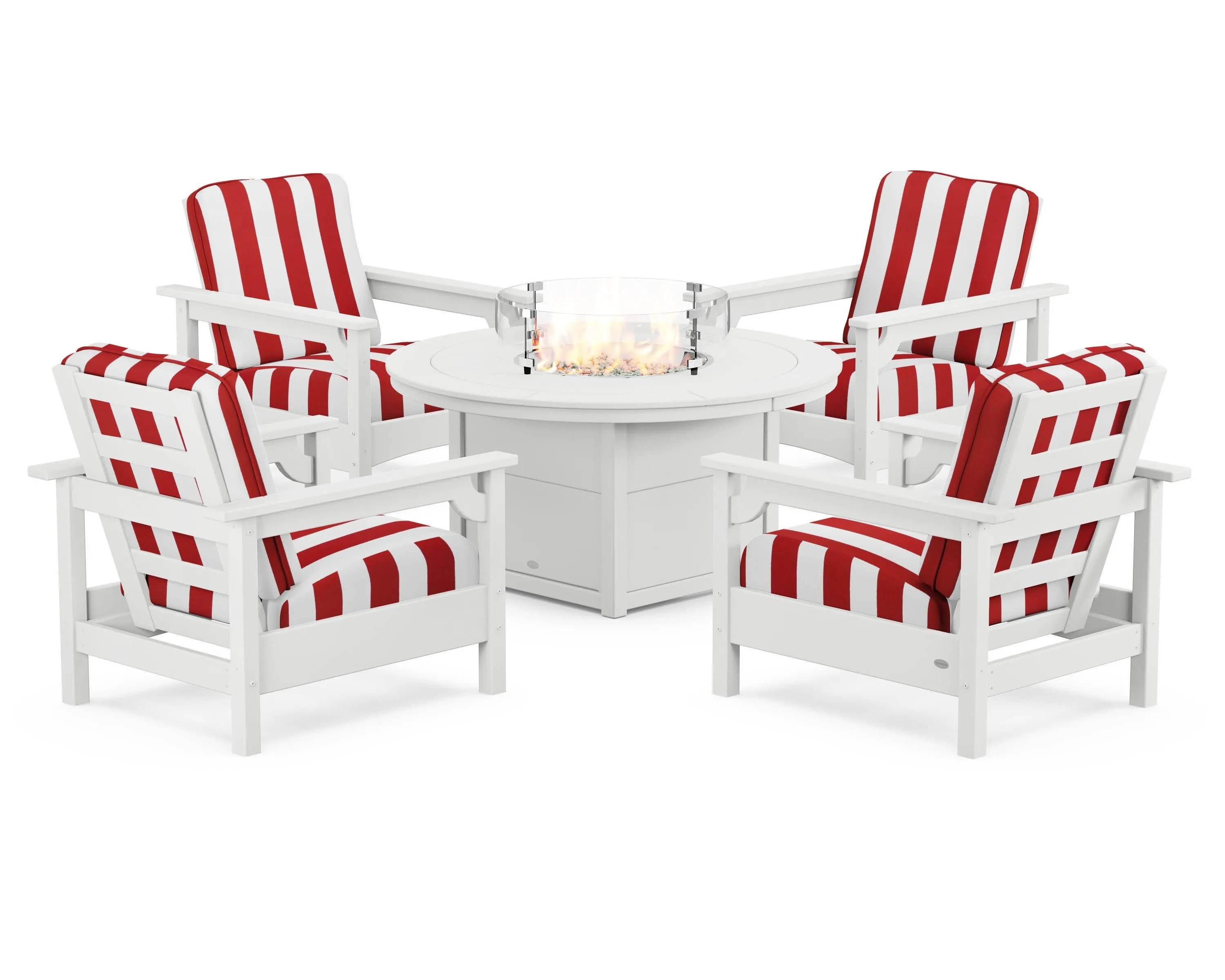 Club 5-Piece Conversation Set with Fire Pit Table