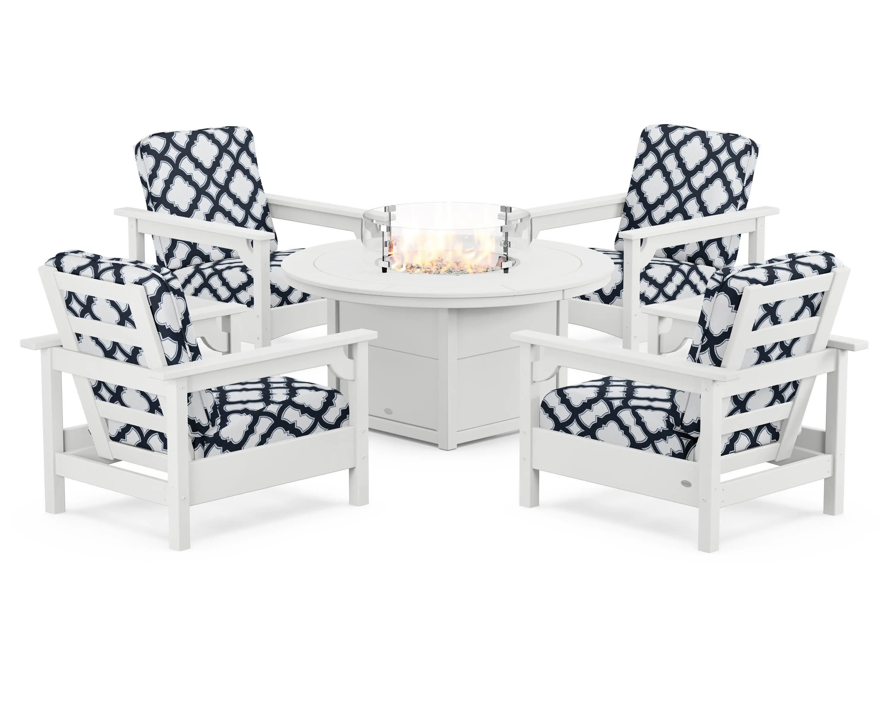 Club 5-Piece Conversation Set with Fire Pit Table