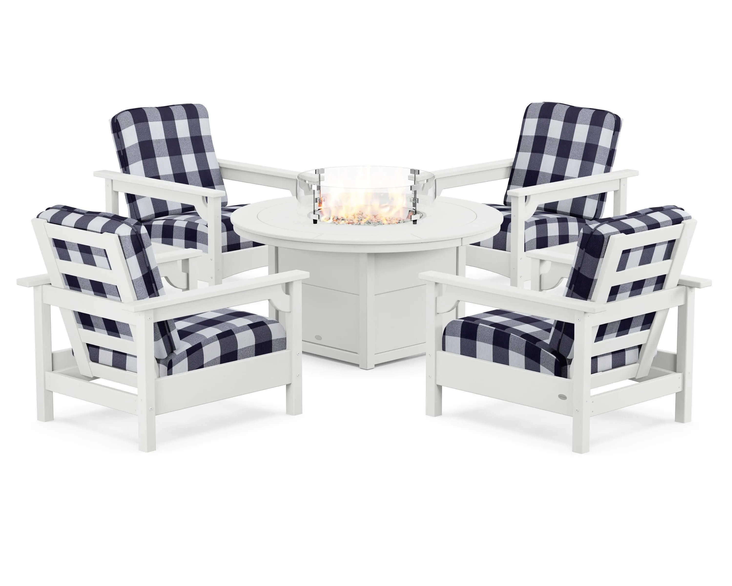 Club 5-Piece Conversation Set with Fire Pit Table