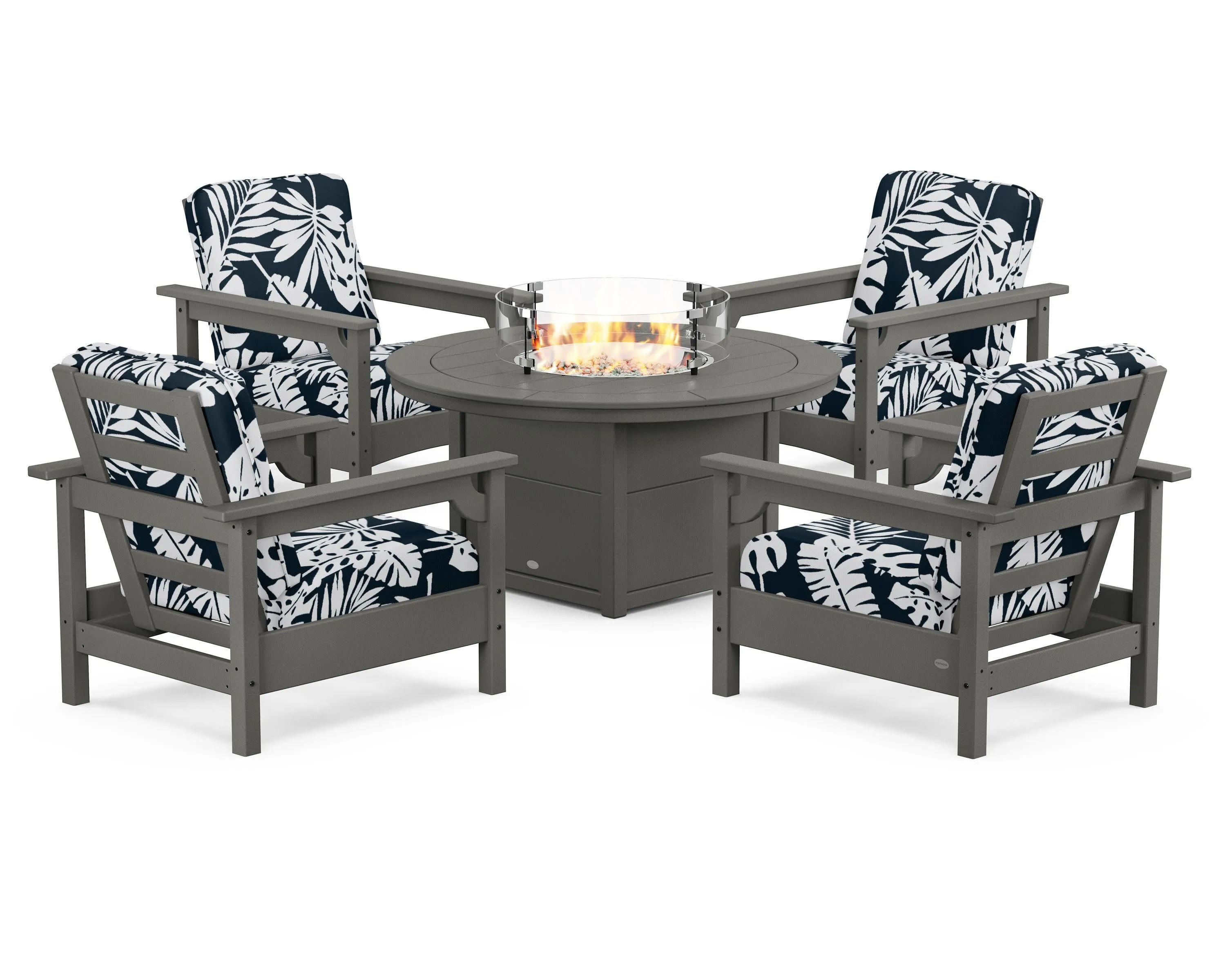 Club 5-Piece Conversation Set with Fire Pit Table