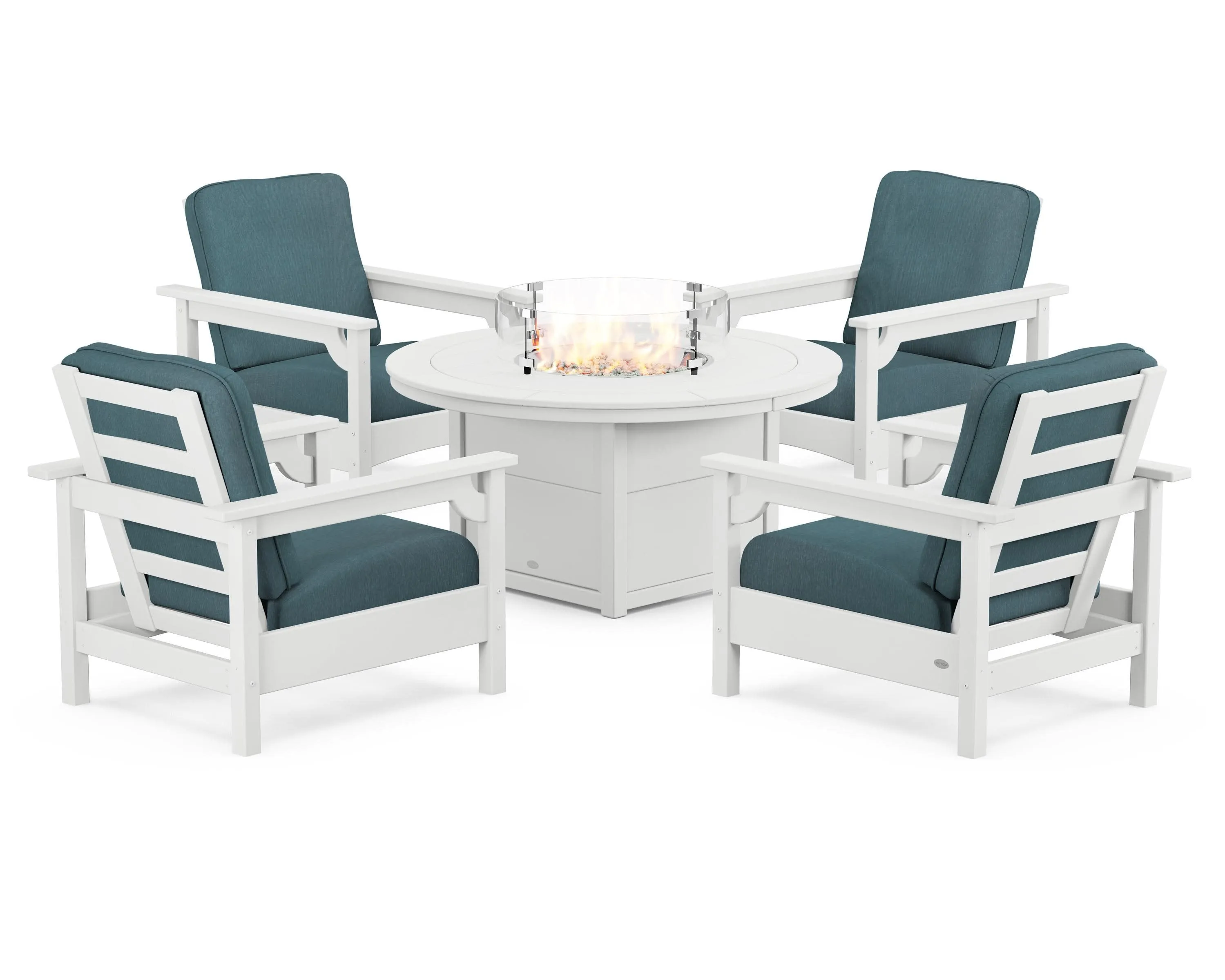 Club 5-Piece Conversation Set with Fire Pit Table
