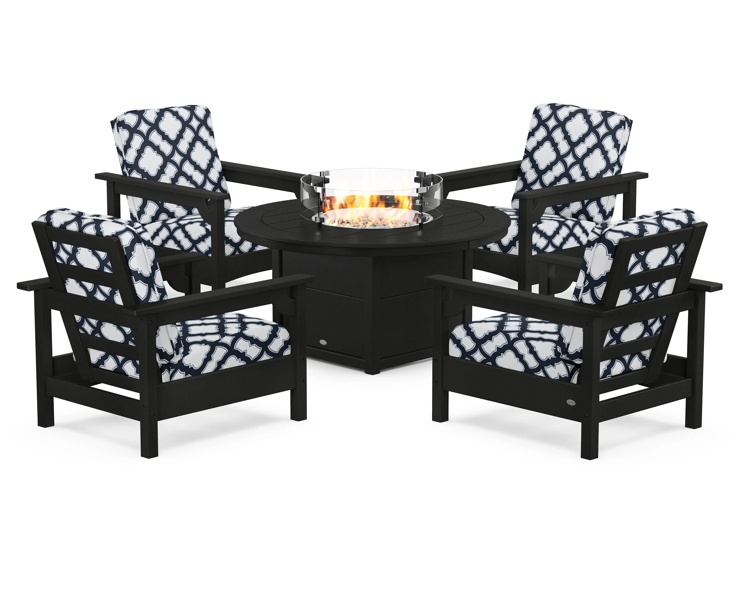 Club 5-Piece Conversation Set with Fire Pit Table