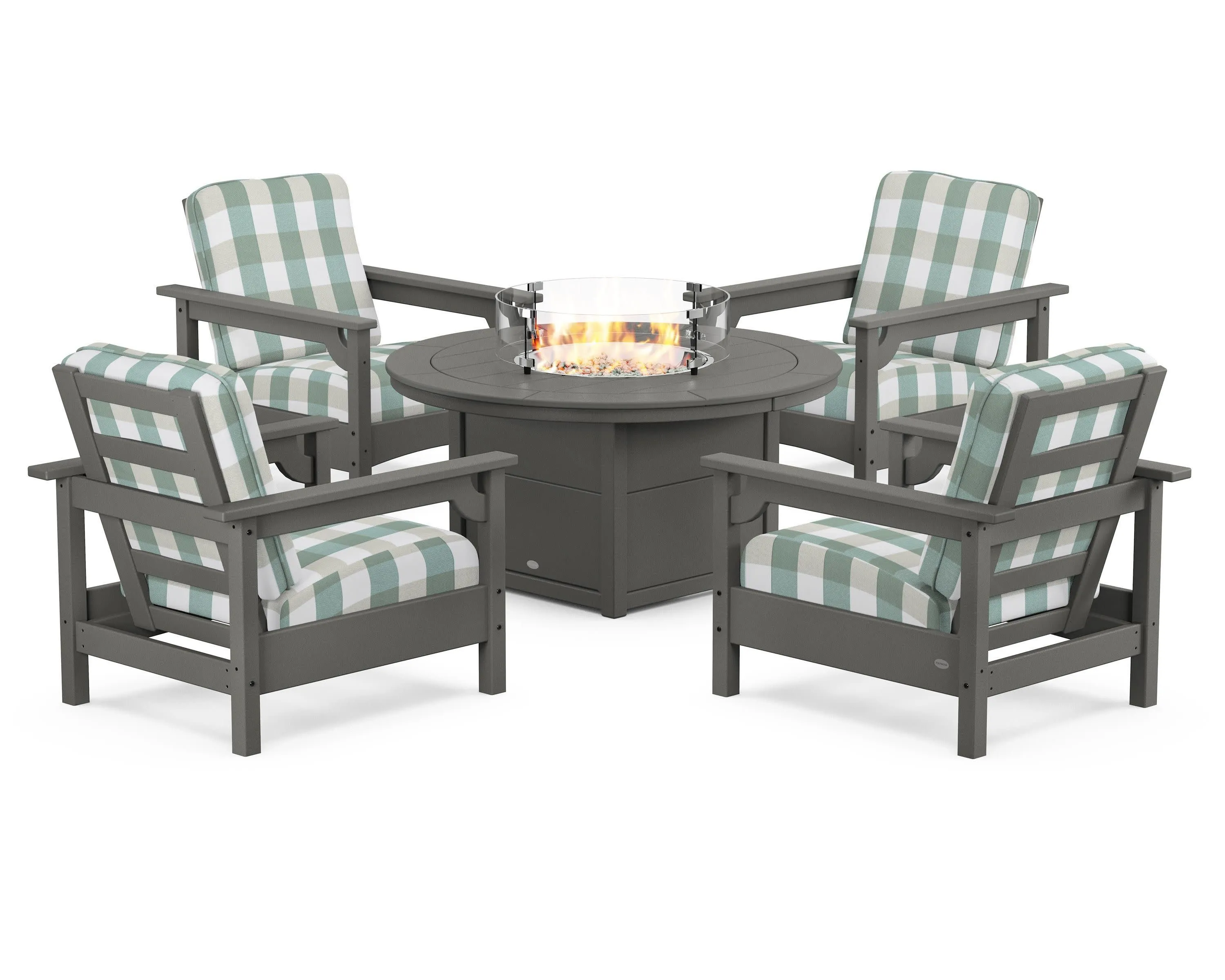 Club 5-Piece Conversation Set with Fire Pit Table