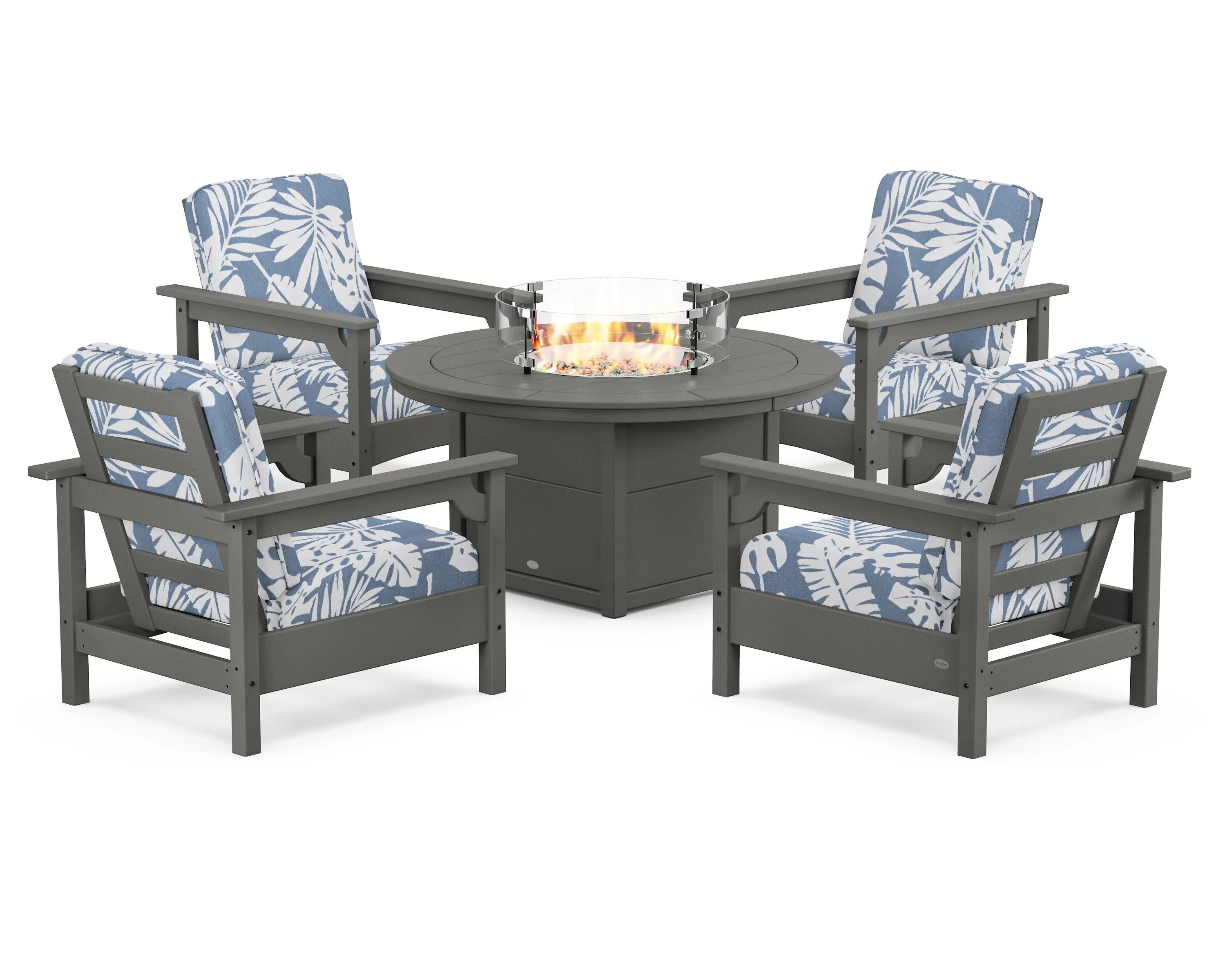 Club 5-Piece Conversation Set with Fire Pit Table