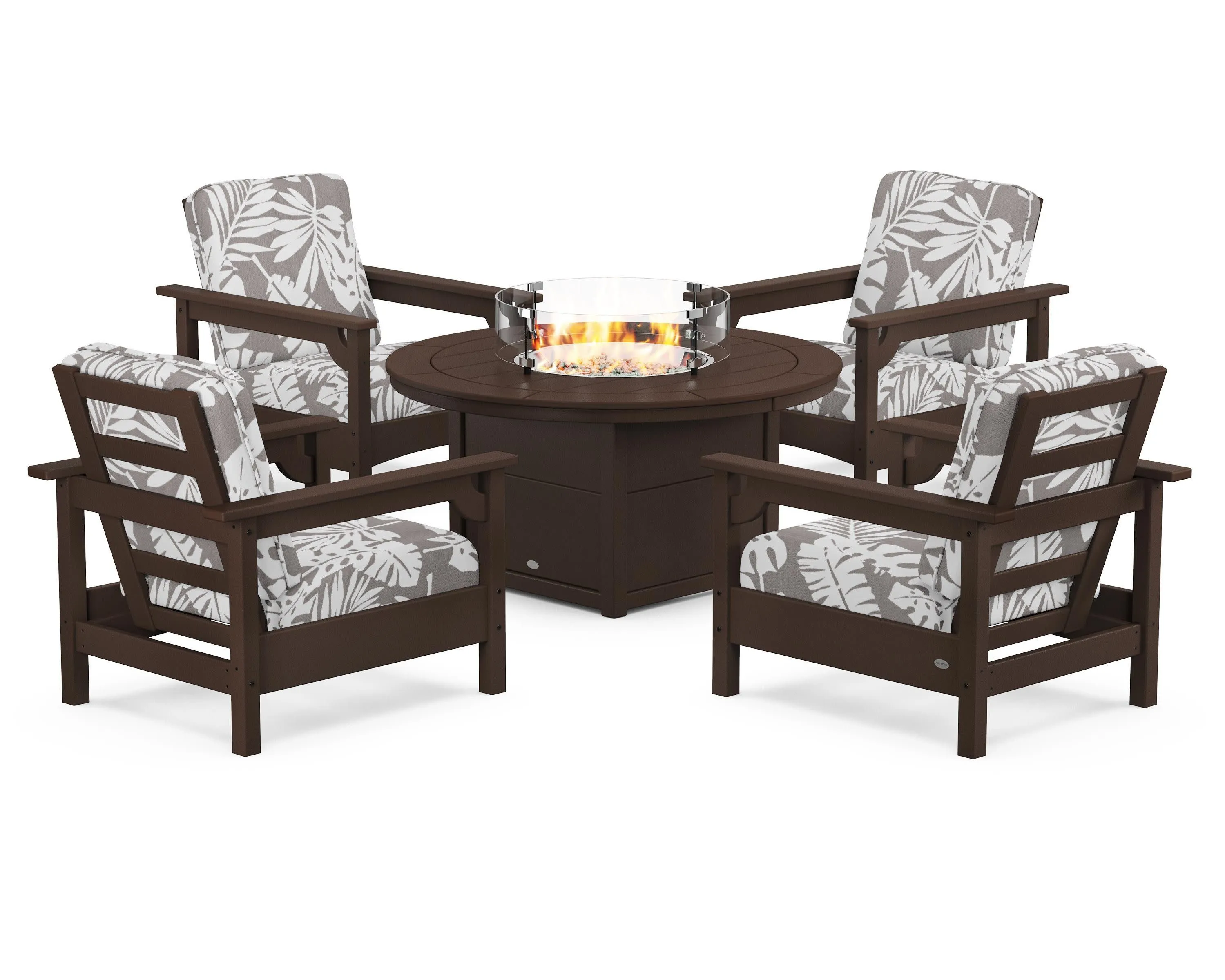 Club 5-Piece Conversation Set with Fire Pit Table