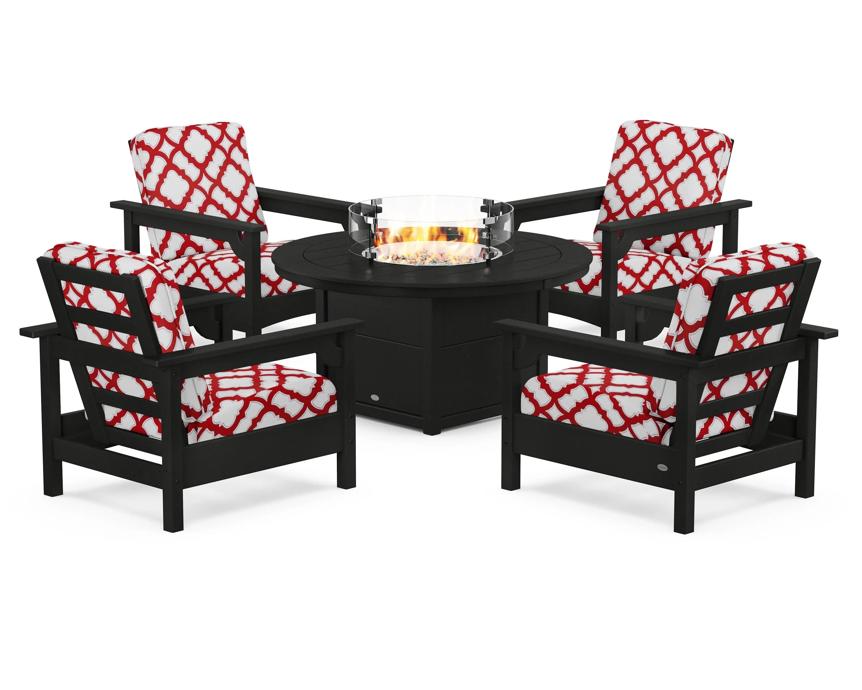 Club 5-Piece Conversation Set with Fire Pit Table