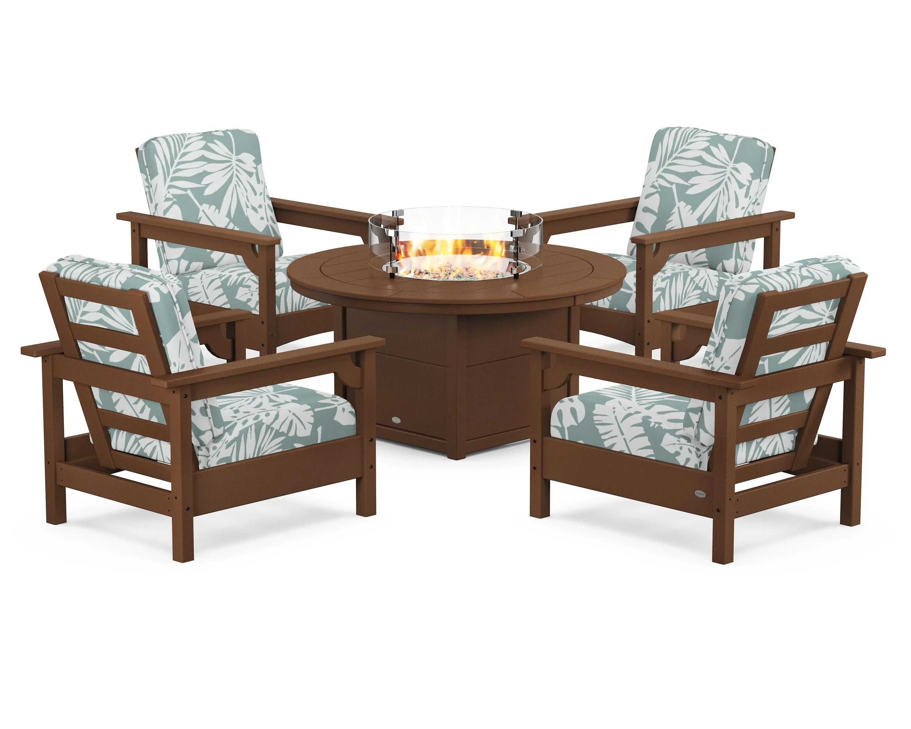 Club 5-Piece Conversation Set with Fire Pit Table
