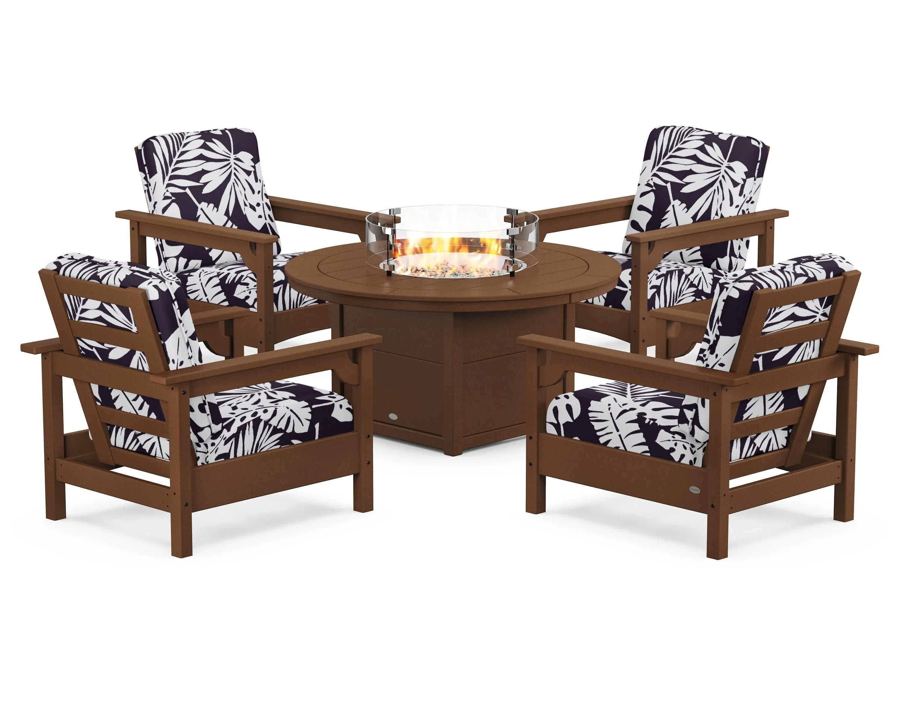 Club 5-Piece Conversation Set with Fire Pit Table