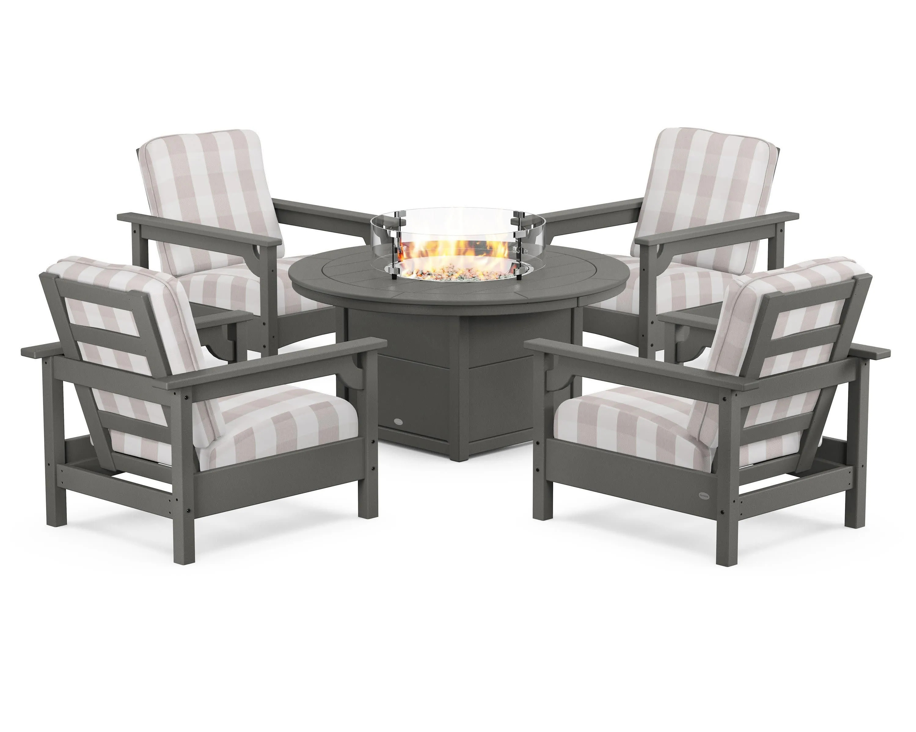 Club 5-Piece Conversation Set with Fire Pit Table
