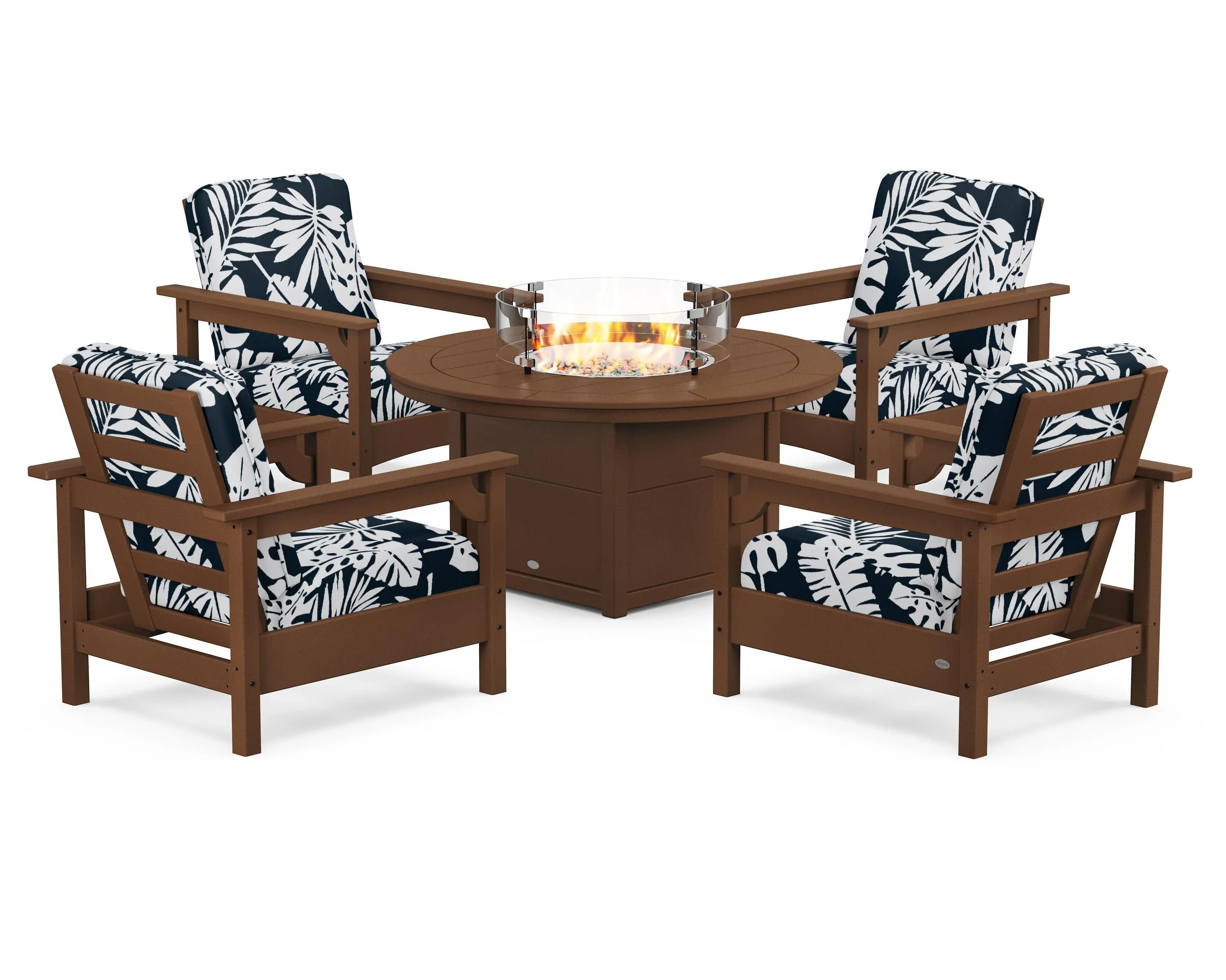 Club 5-Piece Conversation Set with Fire Pit Table