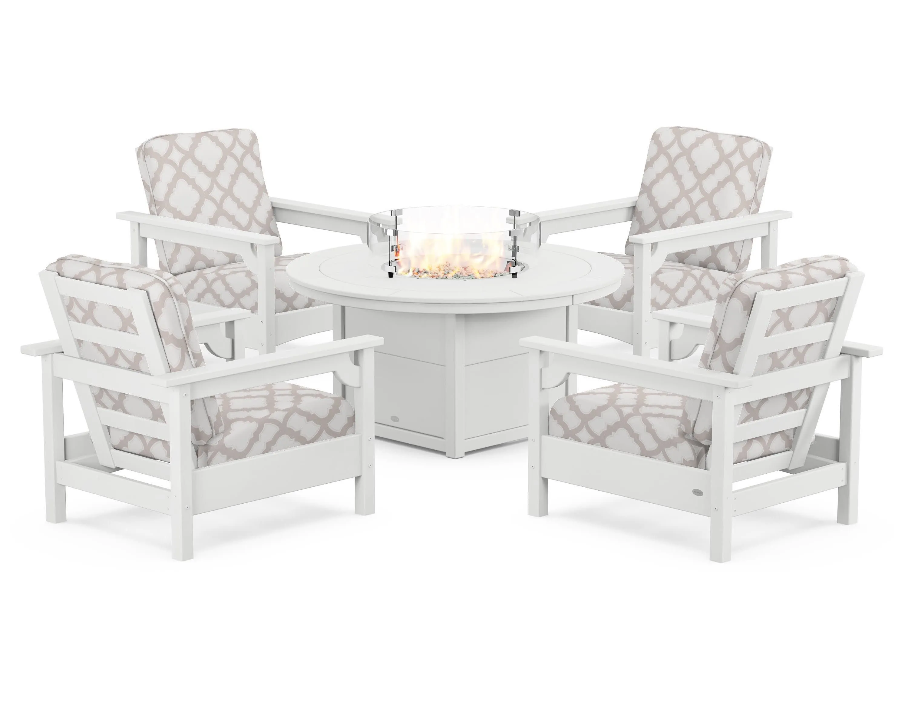 Club 5-Piece Conversation Set with Fire Pit Table