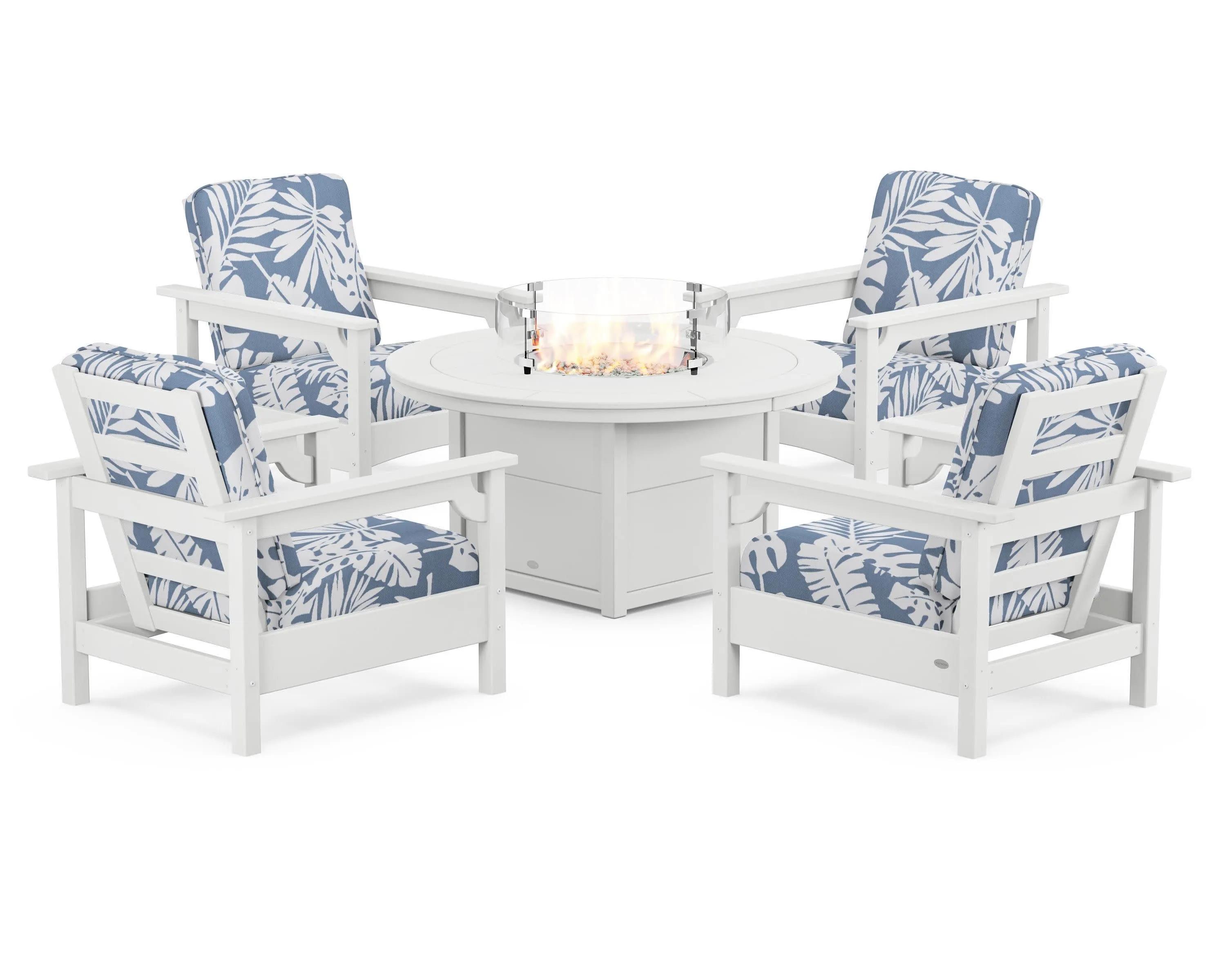 Club 5-Piece Conversation Set with Fire Pit Table