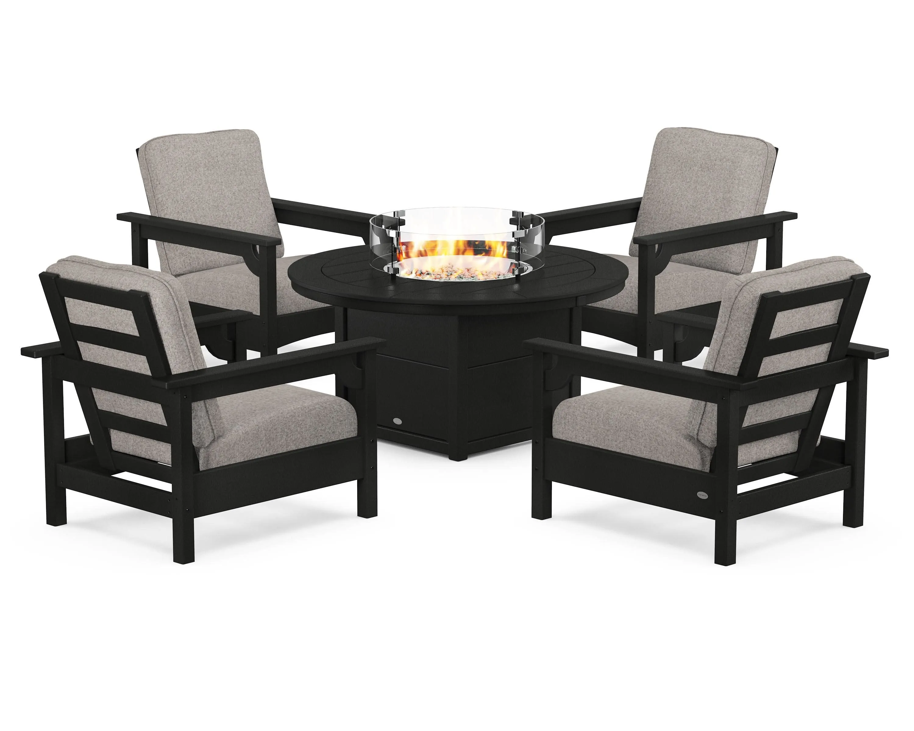 Club 5-Piece Conversation Set with Fire Pit Table