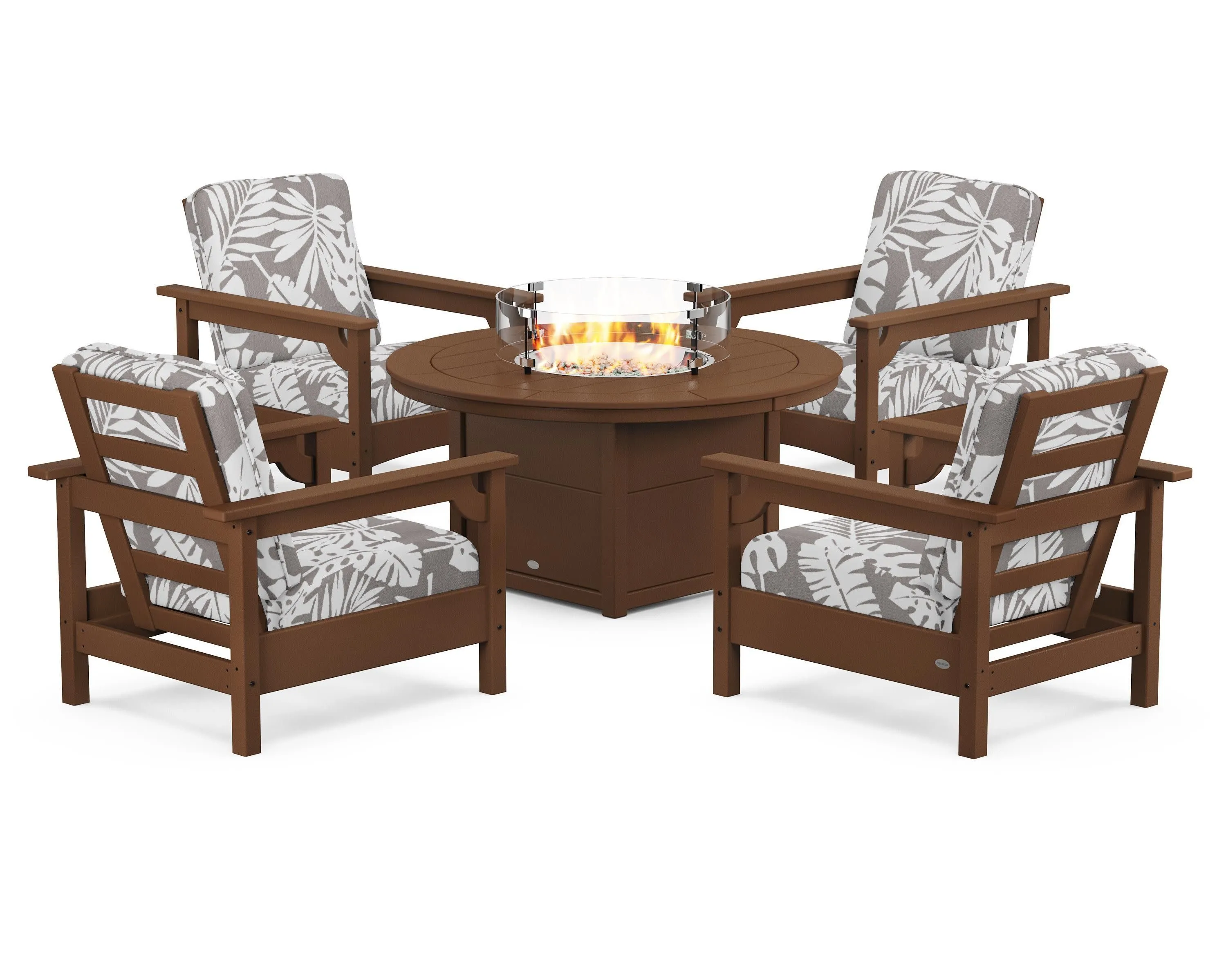 Club 5-Piece Conversation Set with Fire Pit Table