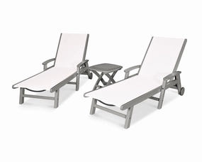 Coastal 3-Piece Wheeled Chaise Setoutdoor patio dining furniture set