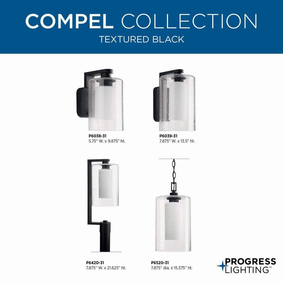 Compel One Light Wall Lantern Black