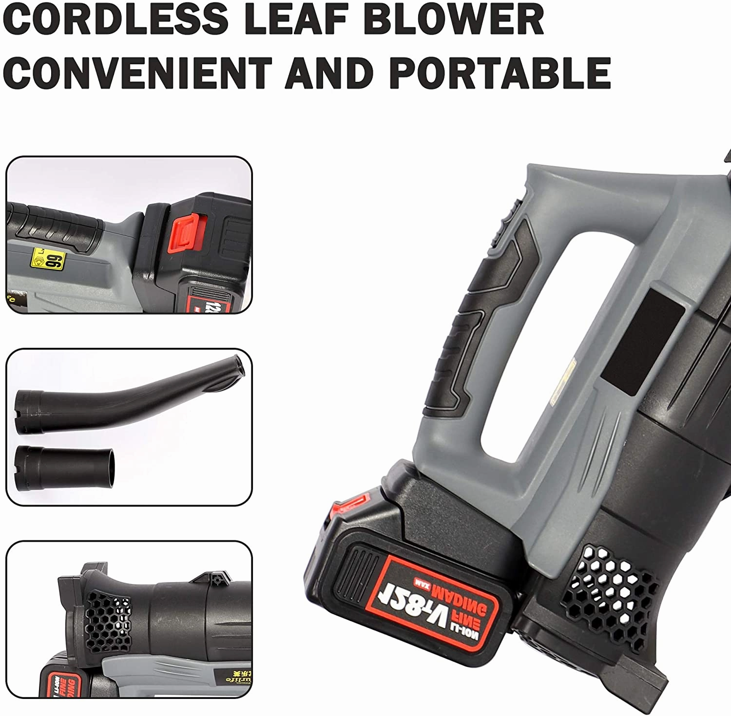 Cordless Leaf Blower 20V 4.0Ah 124MPH Variable Speed Lithium Battery and Charger Included for Lawn Care -Black