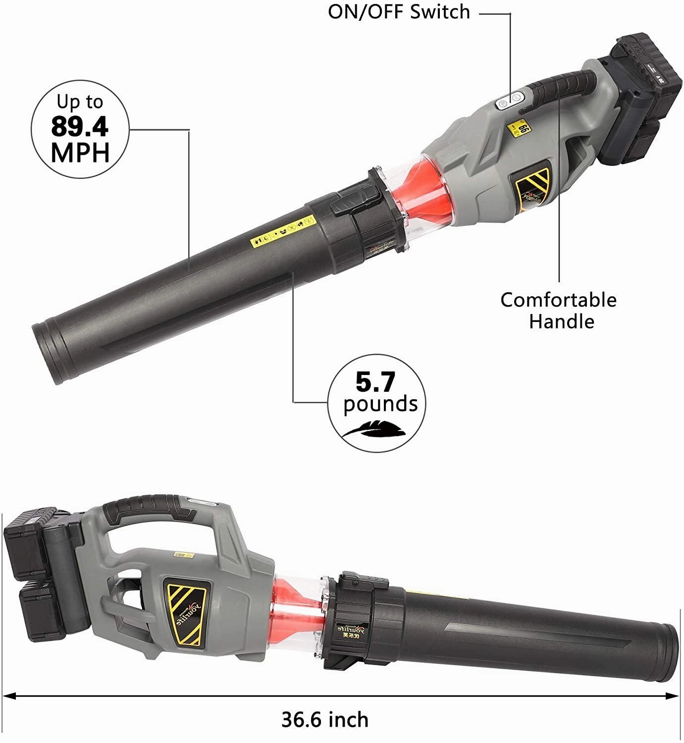 Cordless Leaf Blower Battery Powered Electric Leaf Blower 89 MPH Variable Speed 18000 RPM 40V Lithium Leaf Blower Cordless with Battery & Charger Garden Cleaning Garage Dusting