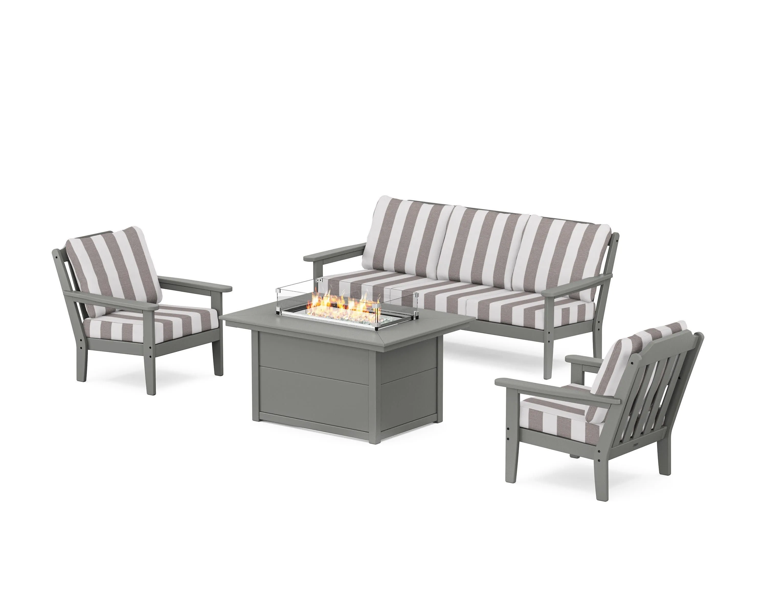 Cottage Deep Seating Fire Pit Table Set