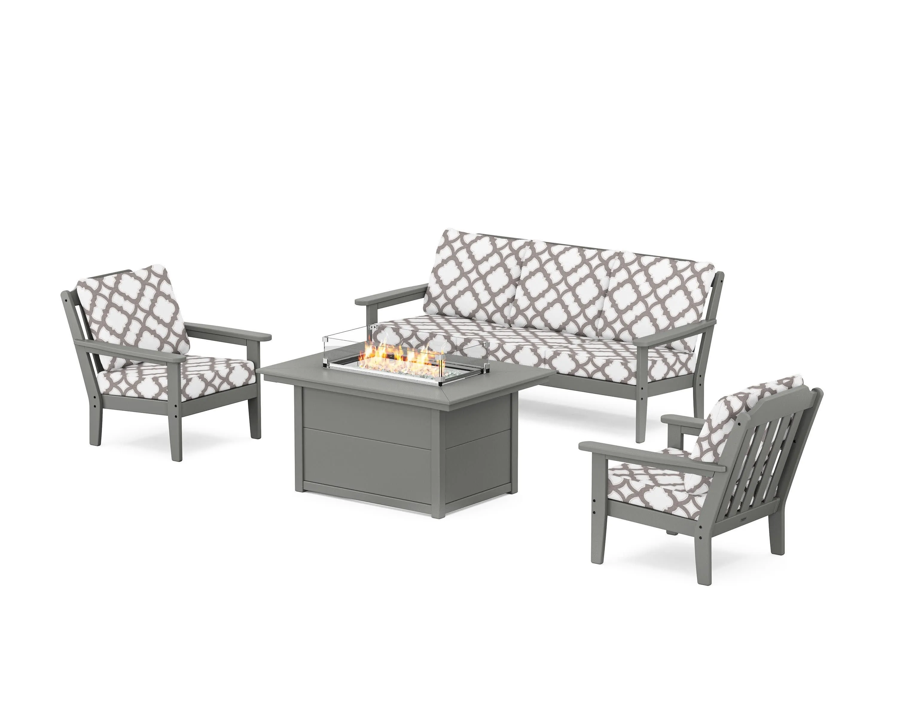 Cottage Deep Seating Fire Pit Table Set