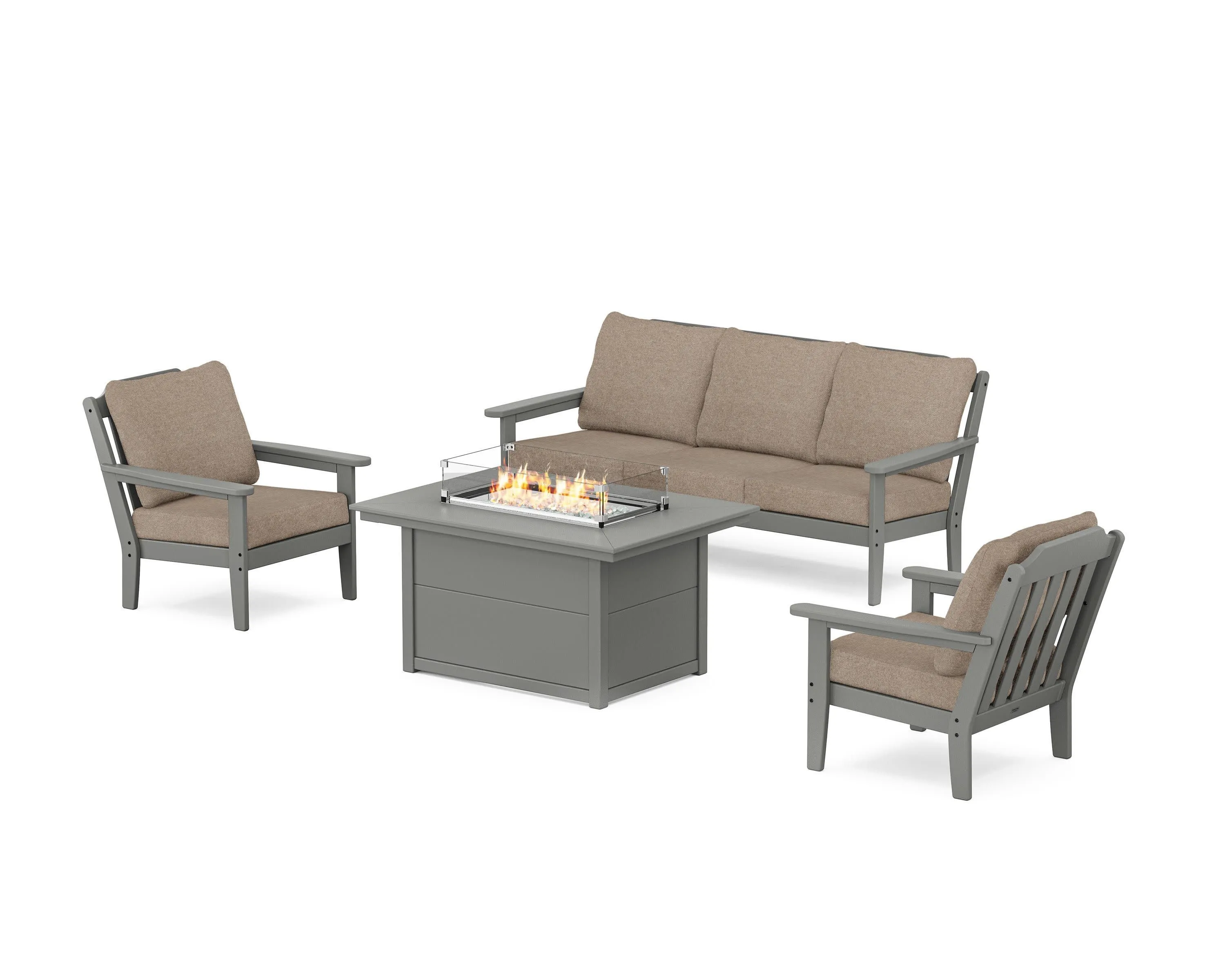 Cottage Deep Seating Fire Pit Table Set