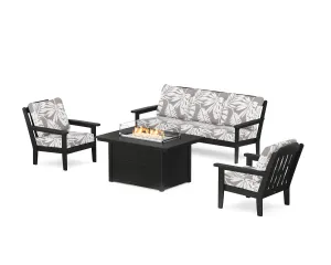 Cottage Deep Seating Fire Pit Table Setoutdoor patio dining furniture set