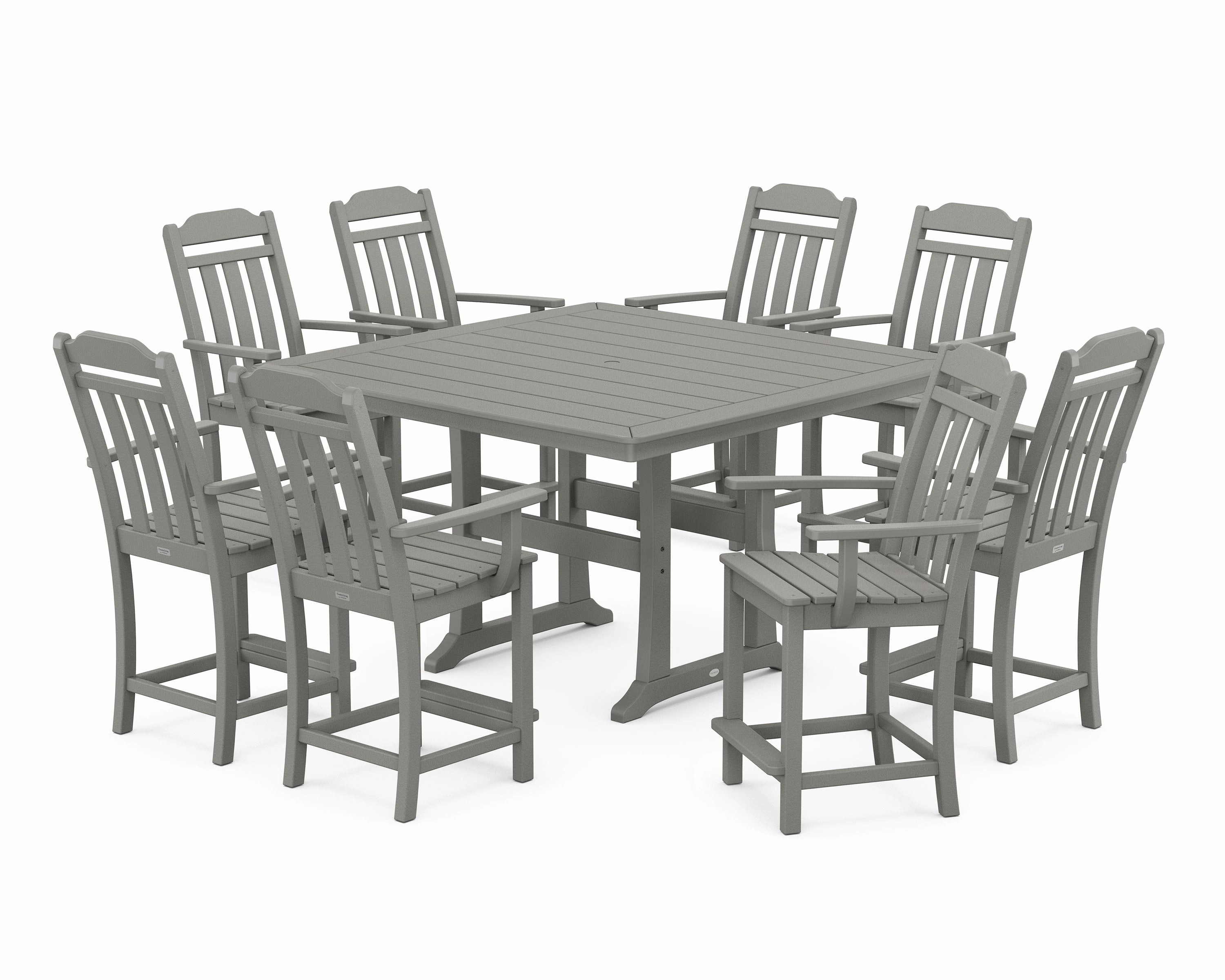 Cottage 9-Piece Square Counter Set with Trestle Legsoutdoor patio furniture set