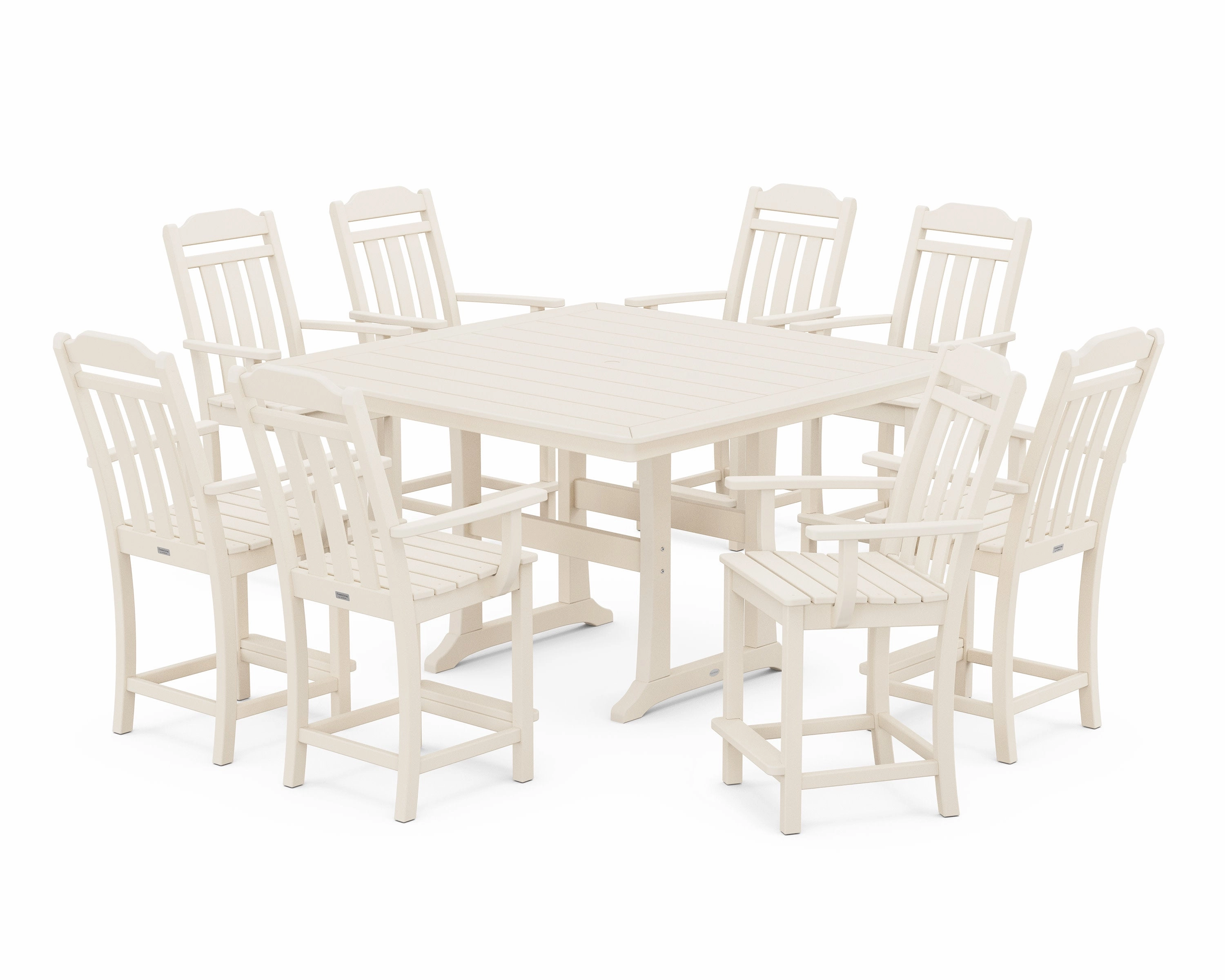 Cottage 9-Piece Square Counter Set with Trestle Legs