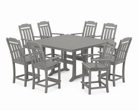 Cottage 9-Piece Square Counter Set with Trestle Legsoutdoor patio furniture set