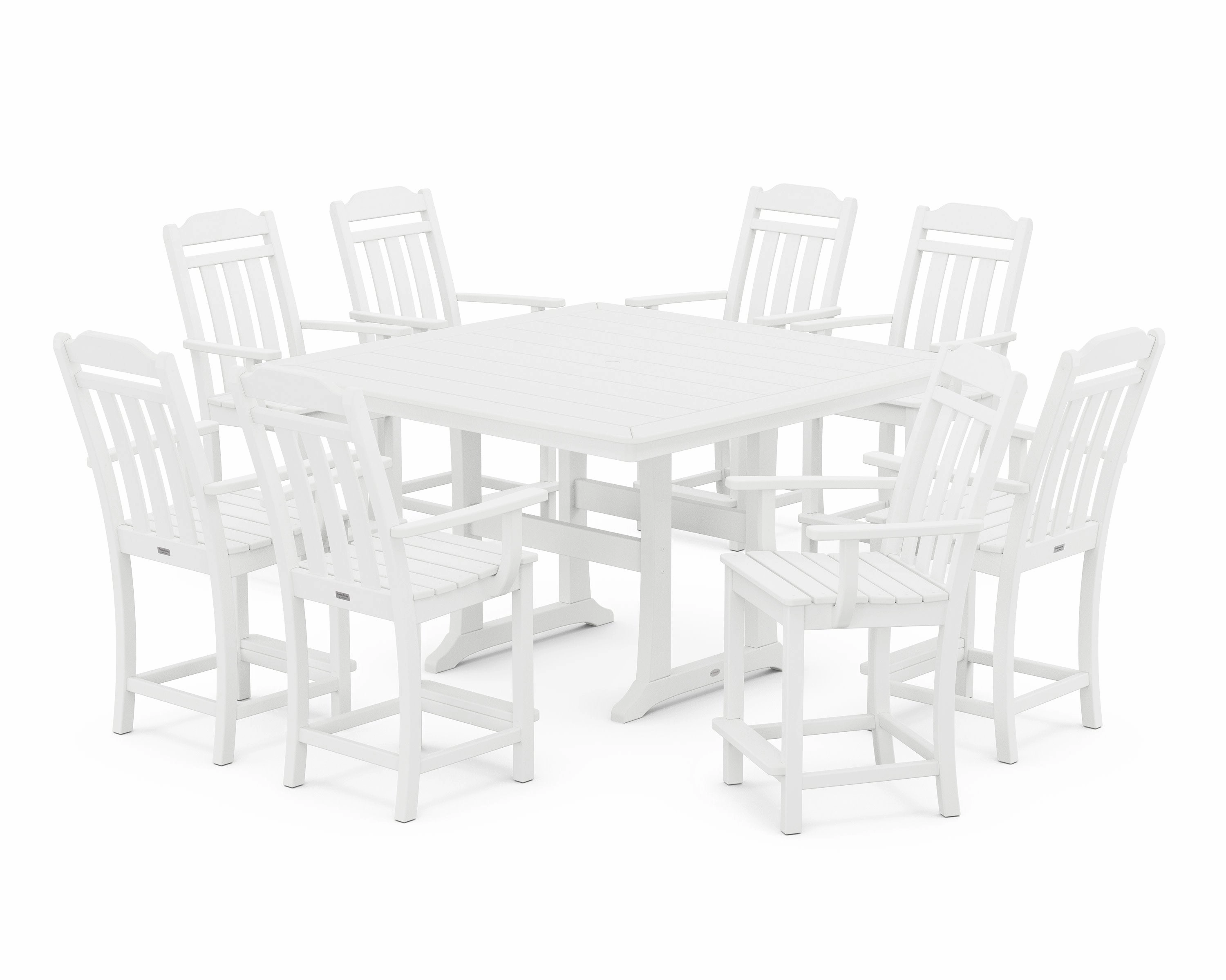 Cottage 9-Piece Square Counter Set with Trestle Legs