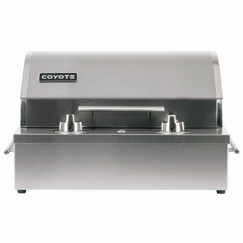 Coyote 18-inch Stainless Steel Built-In Electric Grill C1EL120SM stainless steel BBQ grill with side table