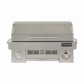 Coyote 25-inch Stainless Steel Portable LP Gas Grill C1PORTLP stainless steel BBQ grill with side table