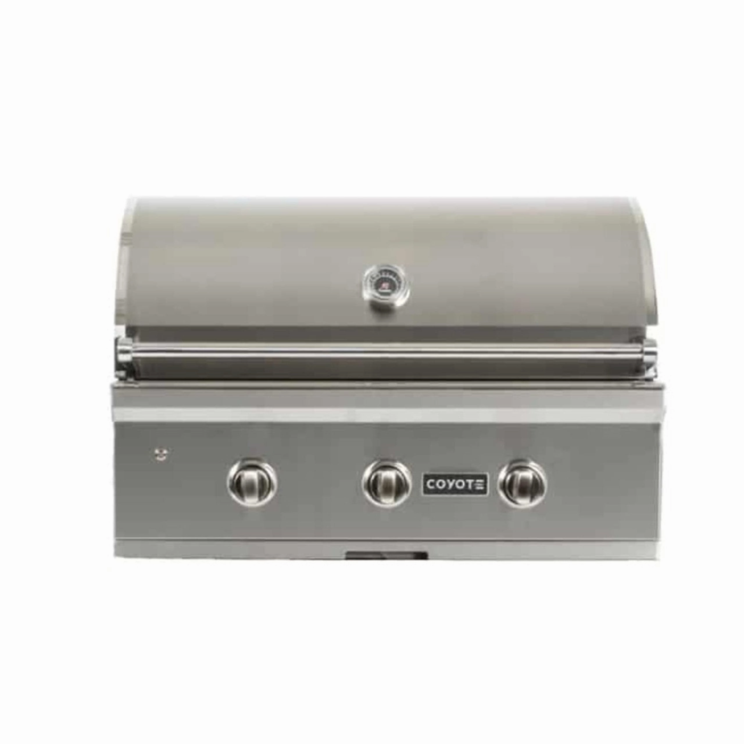 Coyote 34-inch with Infinity Burners Built-in LP Gas Grill C2C34LP stainless steel BBQ grill with side table