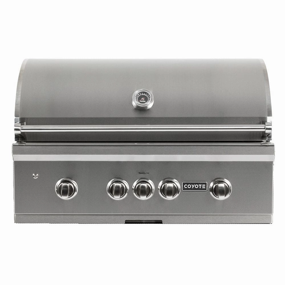 Coyote 36-inch Built-In LP Gas Grill with I-Burner C1S36LP stainless steel BBQ grill with side table