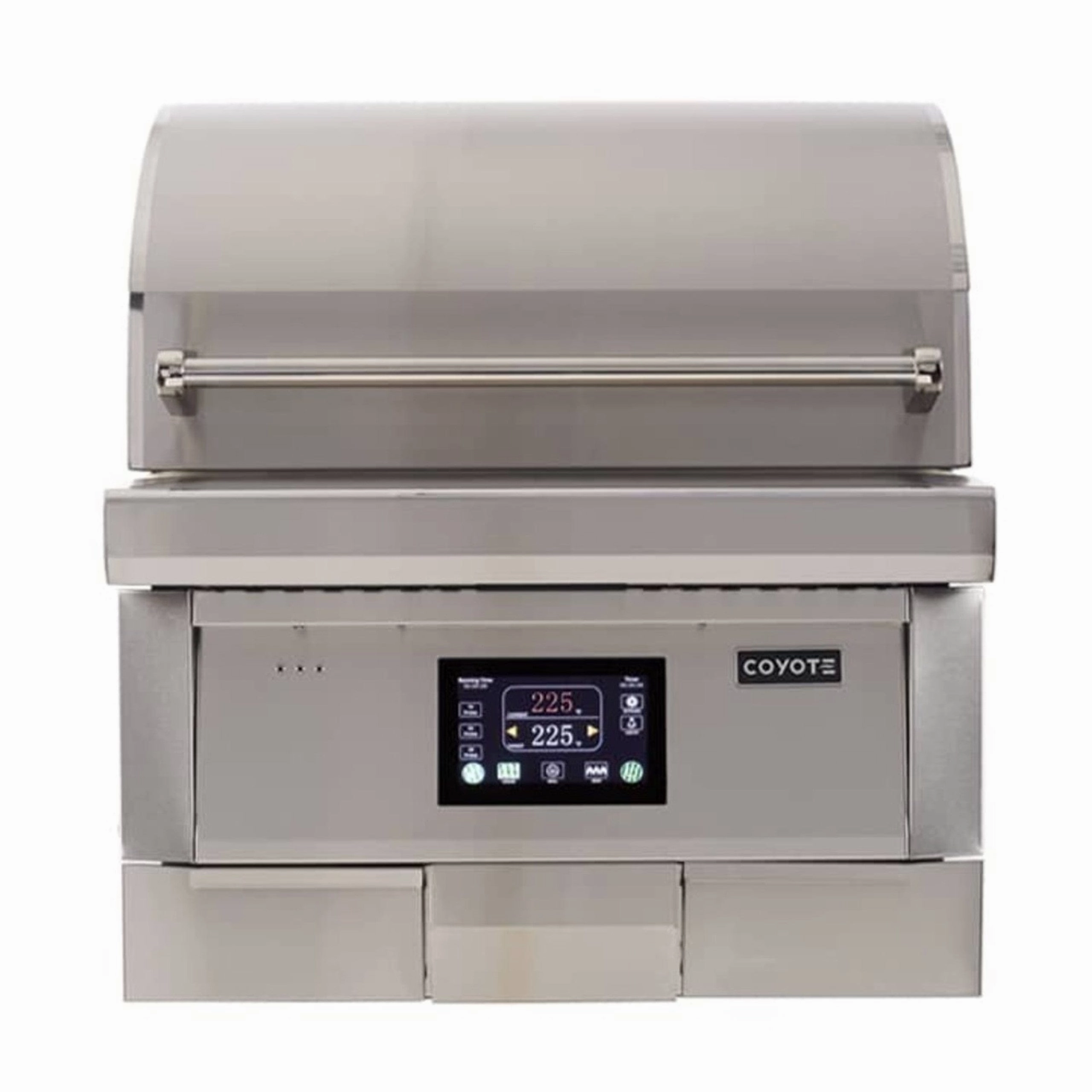 Coyote 36-inch Built-In Pellet Grill with Digital Touch C1P36 stainless steel BBQ grill with side table
