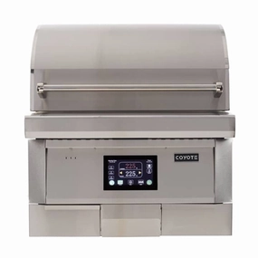 Coyote 36-inch Built-In Pellet Grill with Digital Touch C1P36 stainless steel BBQ grill with side table