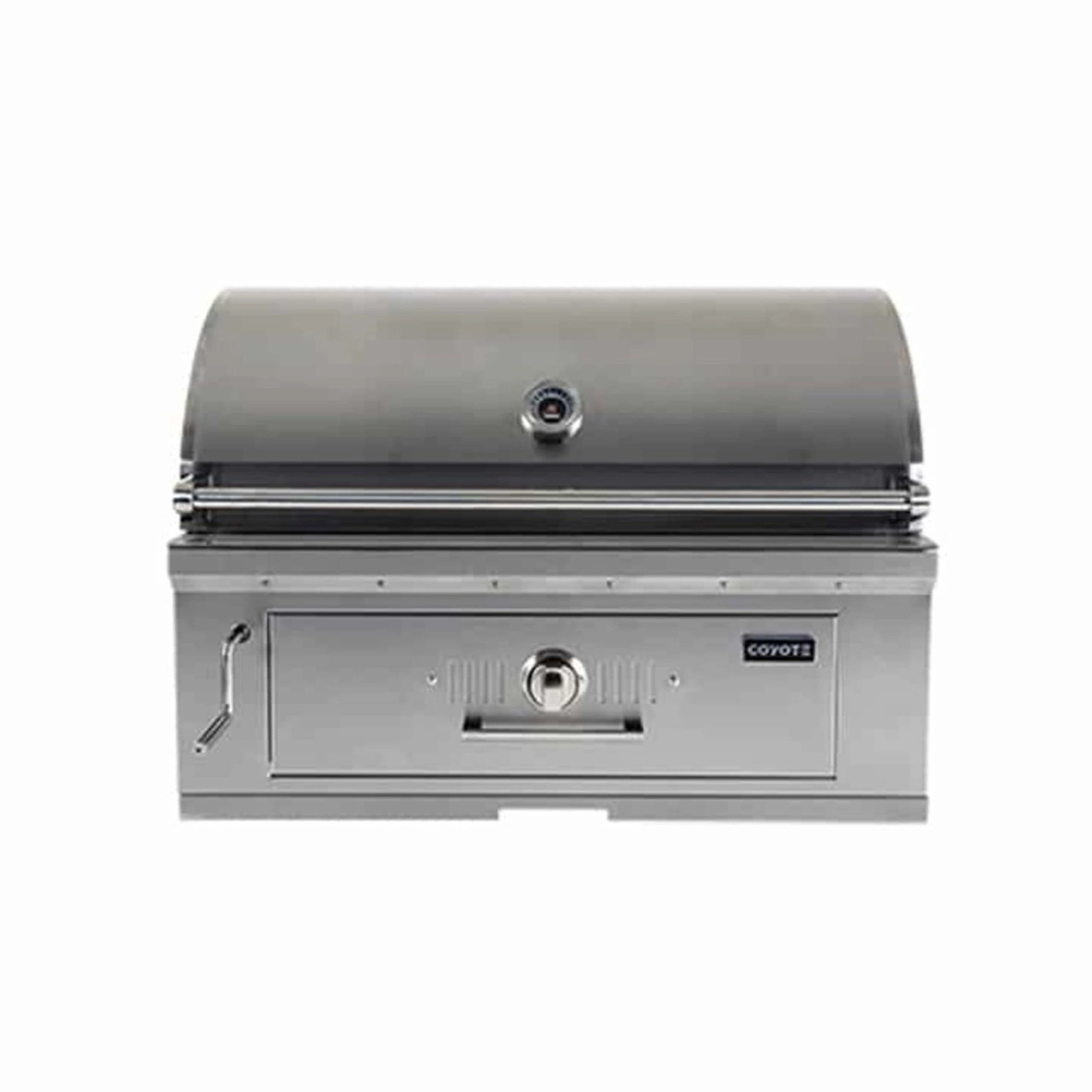 Coyote 36-inch Built-in Premium Charcoal Grill C1CH36 stainless steel BBQ grill with side table
